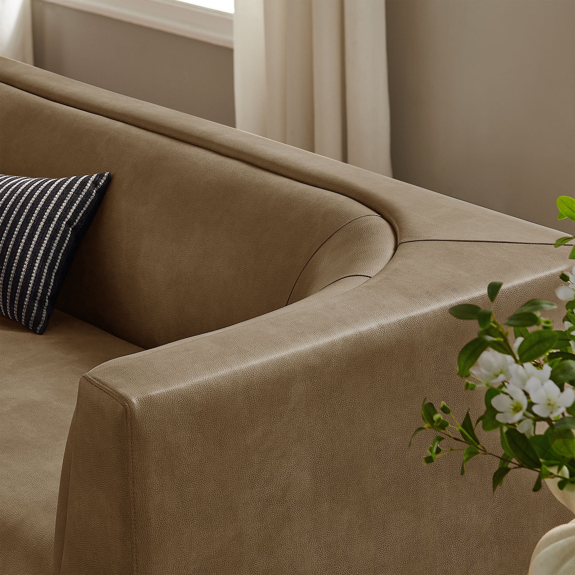 Hilda 86" Curved Back Vegan Leather Sofa - Image 3