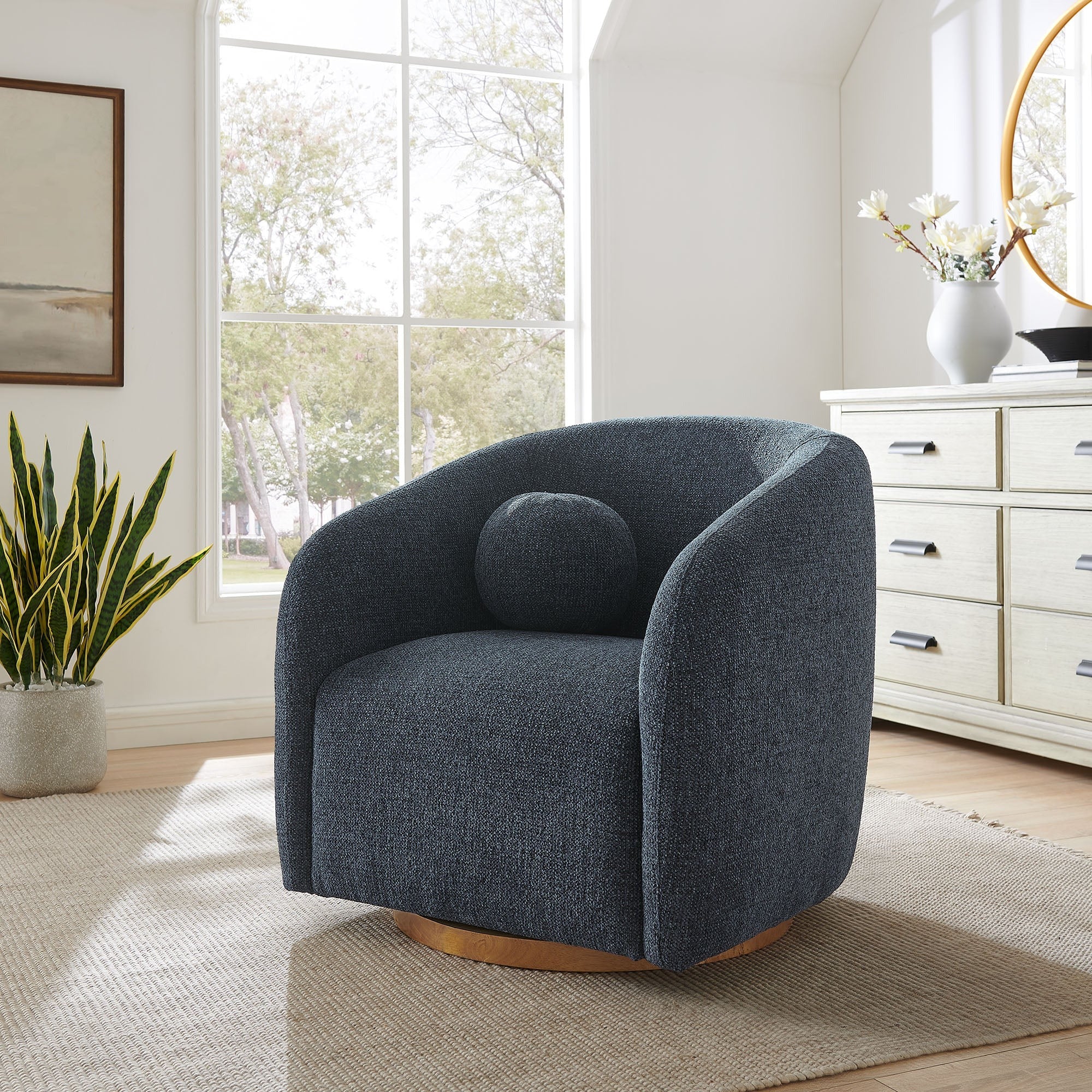 Holland Swivel Chenille Fabric Armchair - Image 11