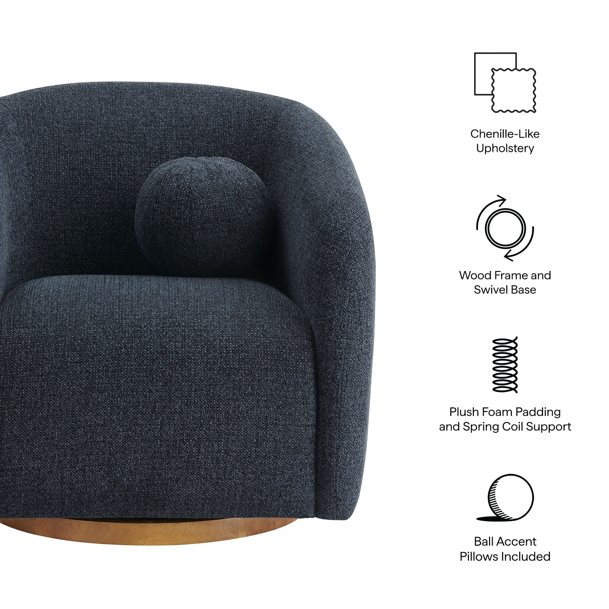 Holland Swivel Chenille Fabric Armchair - Image 18
