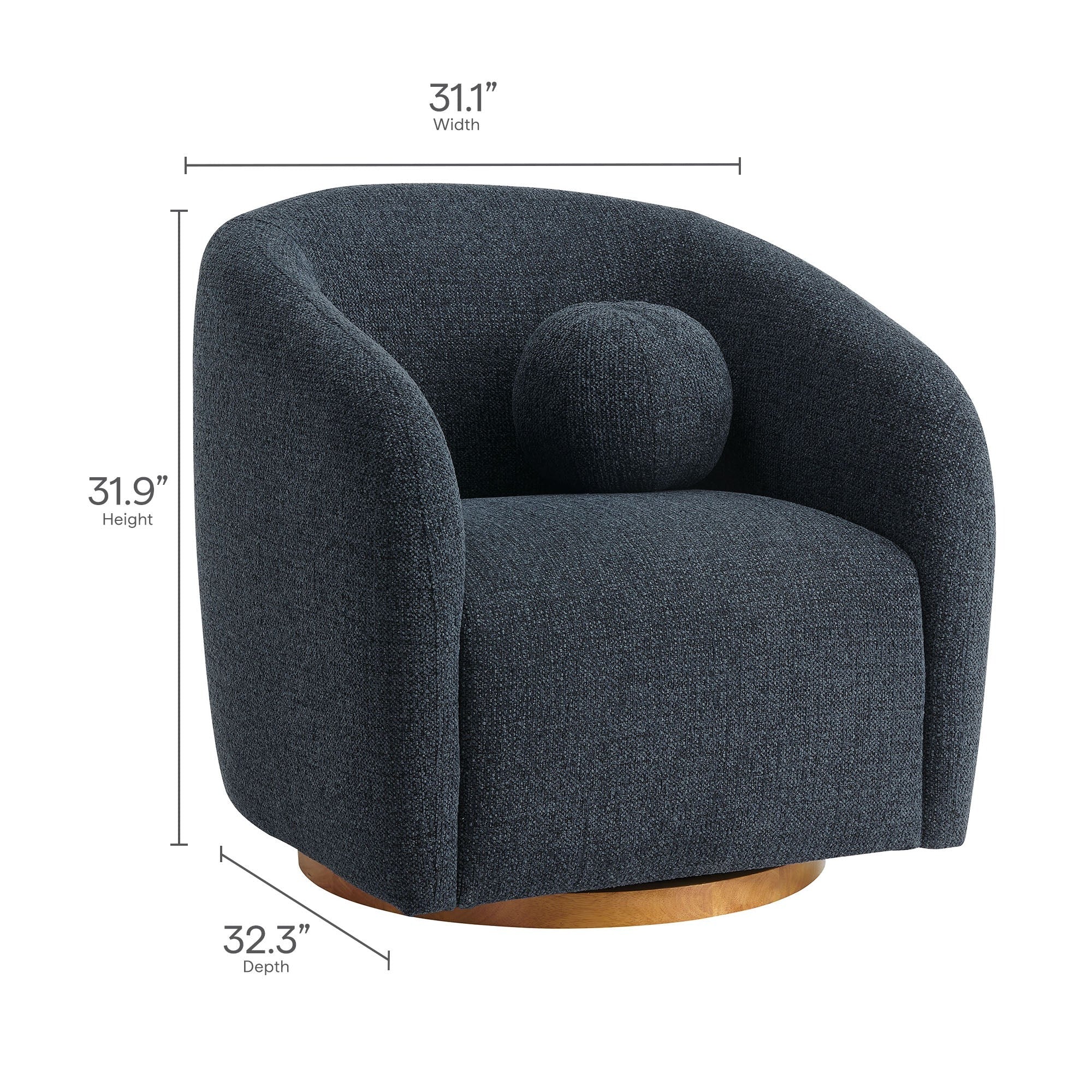 Holland Swivel Chenille Fabric Armchair - Image 19