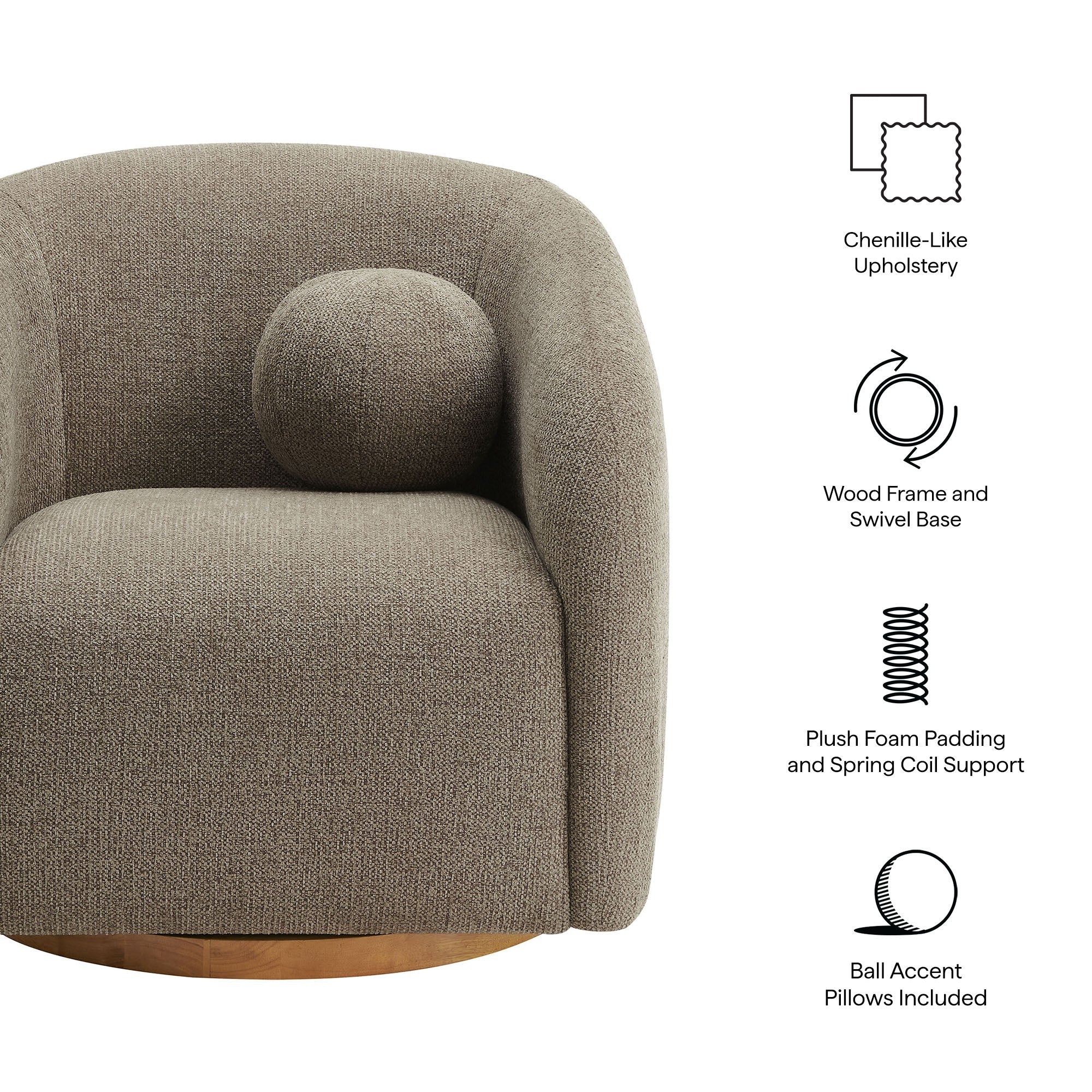 Holland Swivel Chenille Fabric Armchair - Image 28