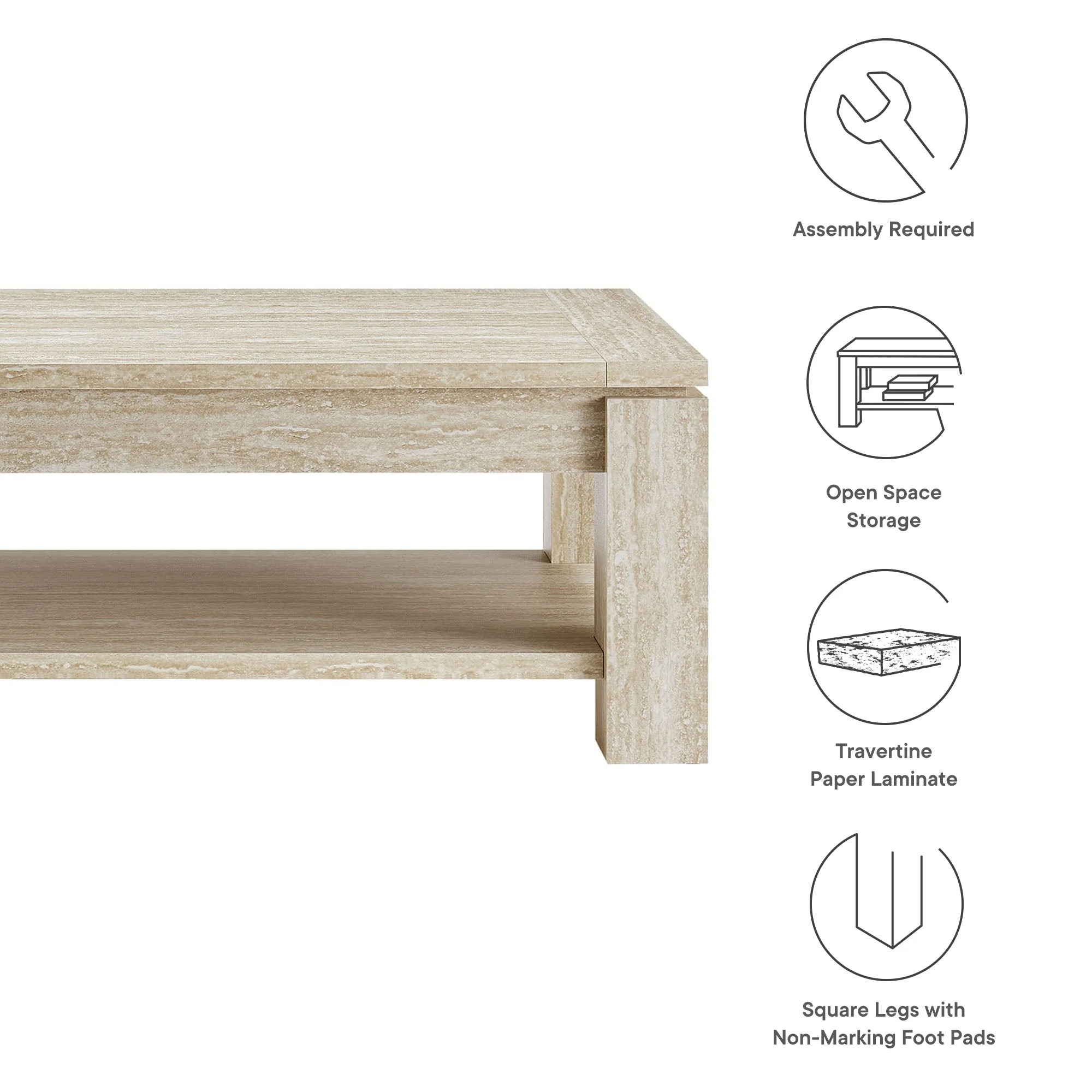 Hollis Travertine Coffee Table in Travertine - Image 7