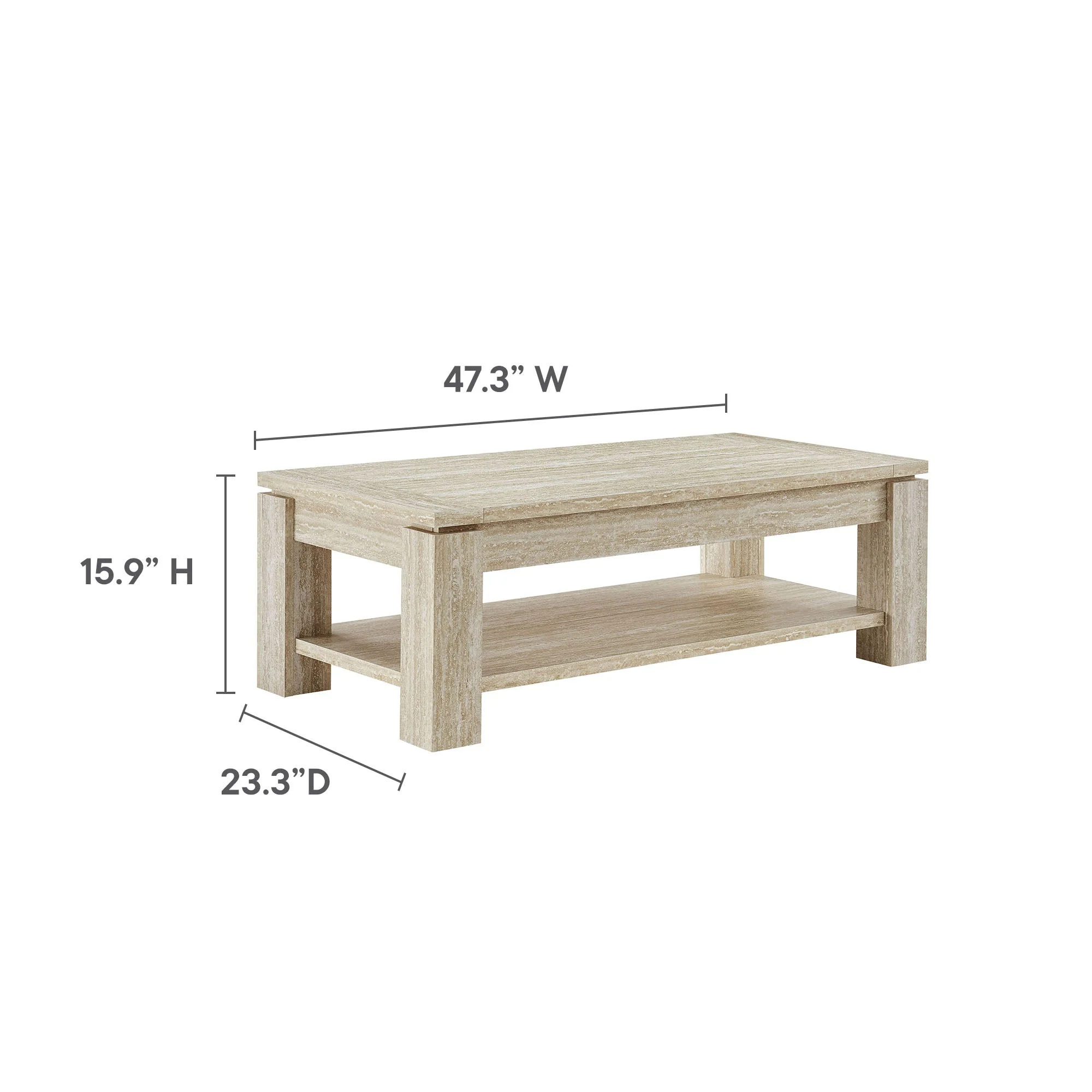 Hollis Travertine Coffee Table in Travertine - Image 8