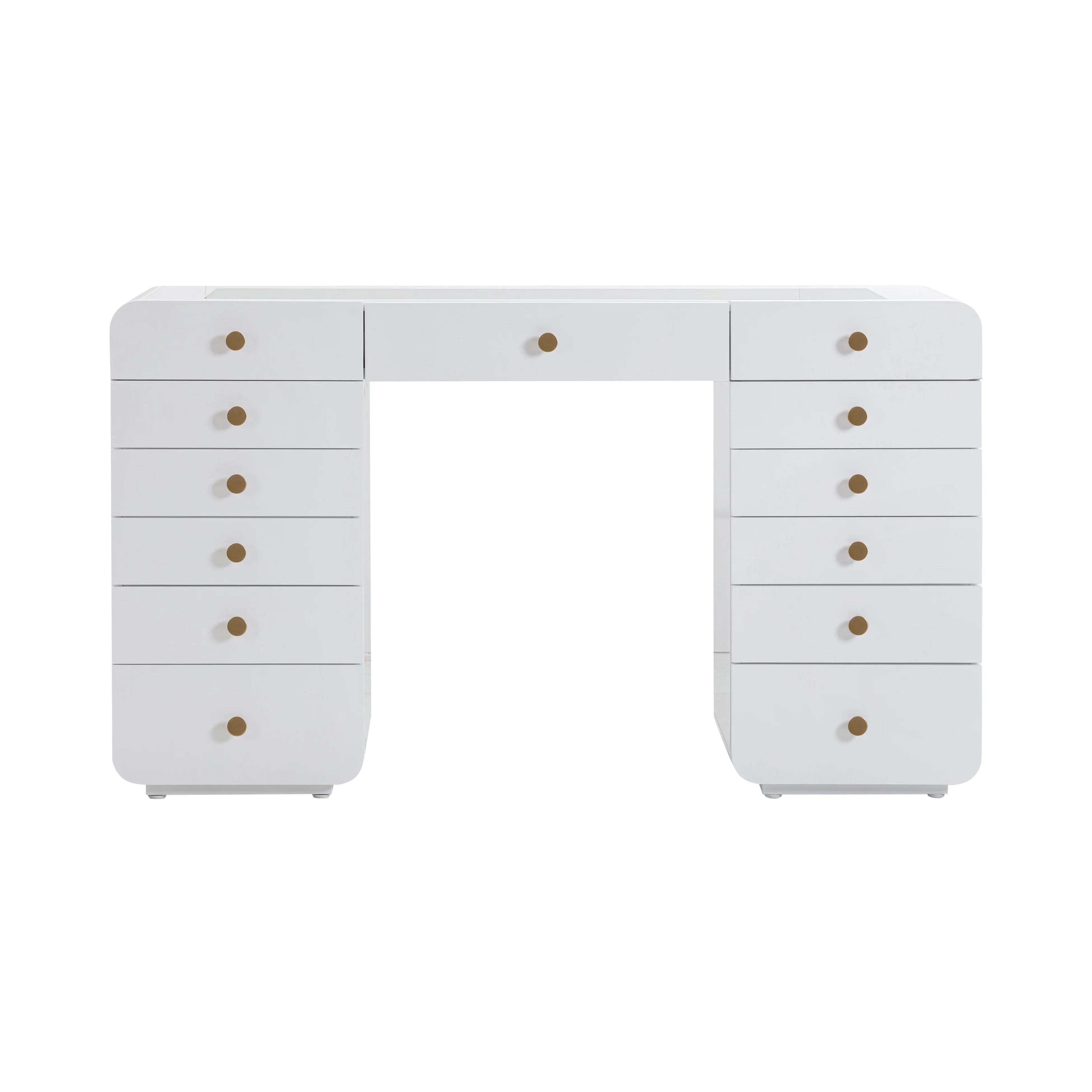 Hollywood 56" White Desk with LED Panel Vanity Mirror - Image 3
