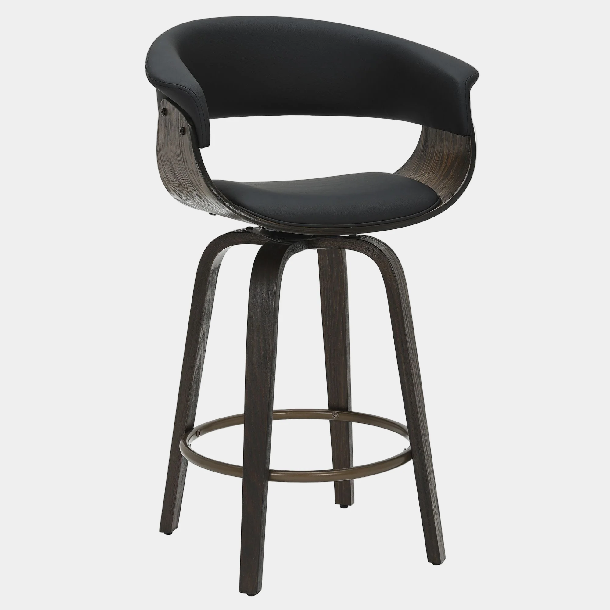Holt 26" Counter Stool with Swivel, set of 2 in Black and Walnut
