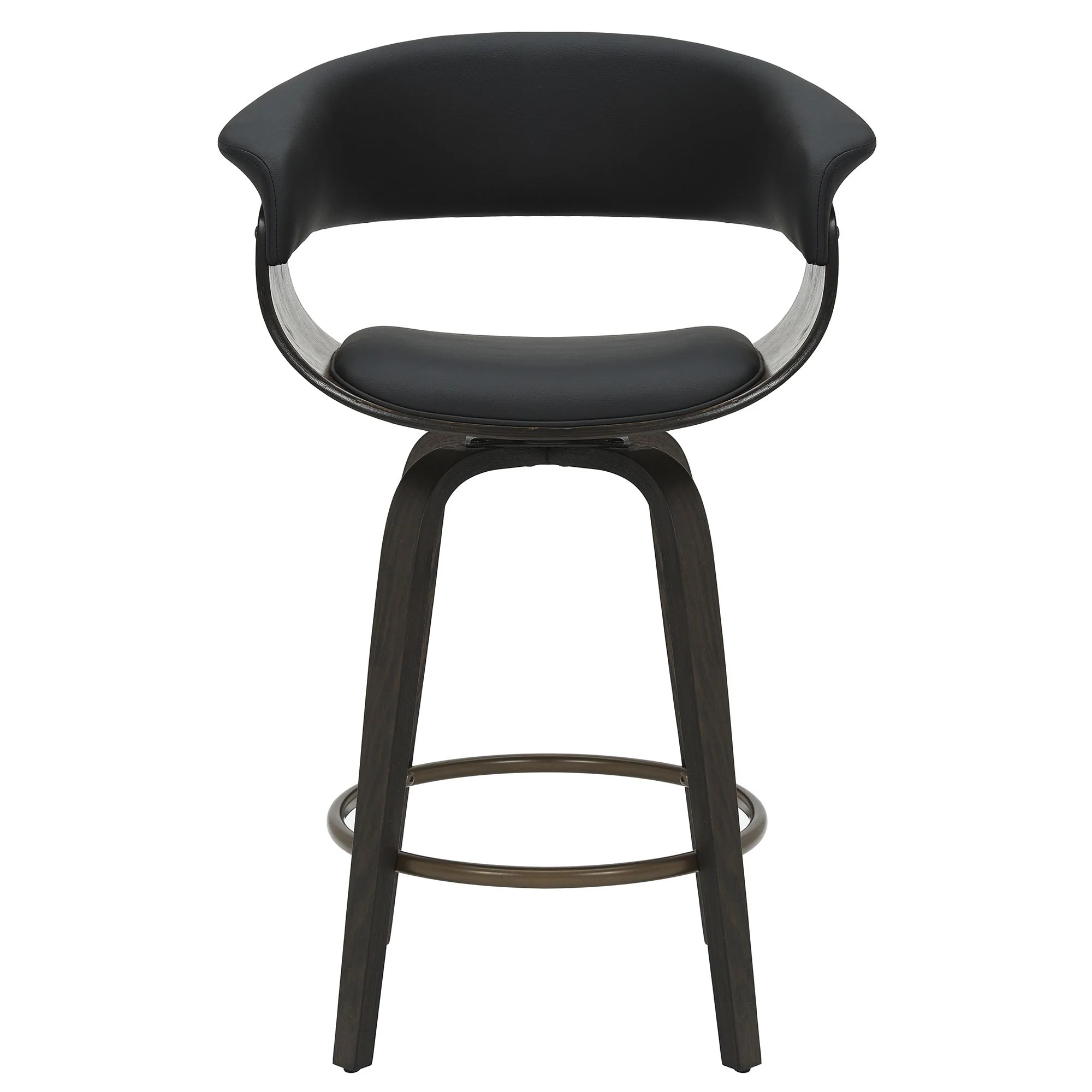 Holt 26" Counter Stool with Swivel, set of 2 in Black and Walnut - Image 5