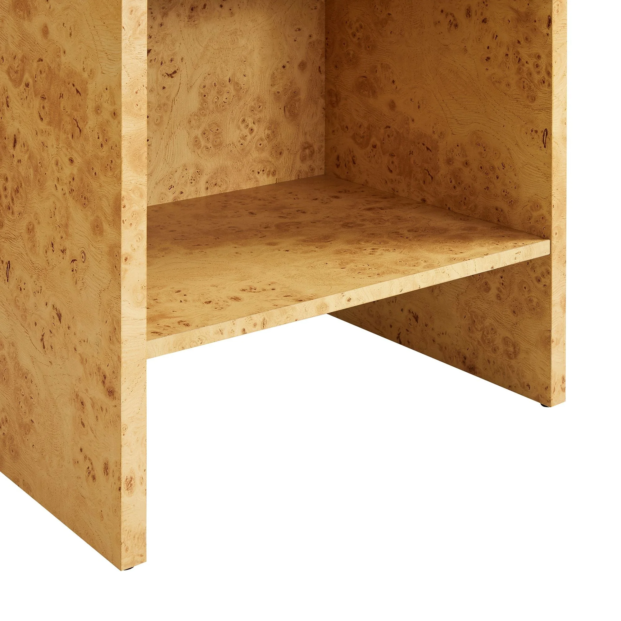 Hudson 1-Drawer Burl Wood Nightstand With Shelf - Image 7