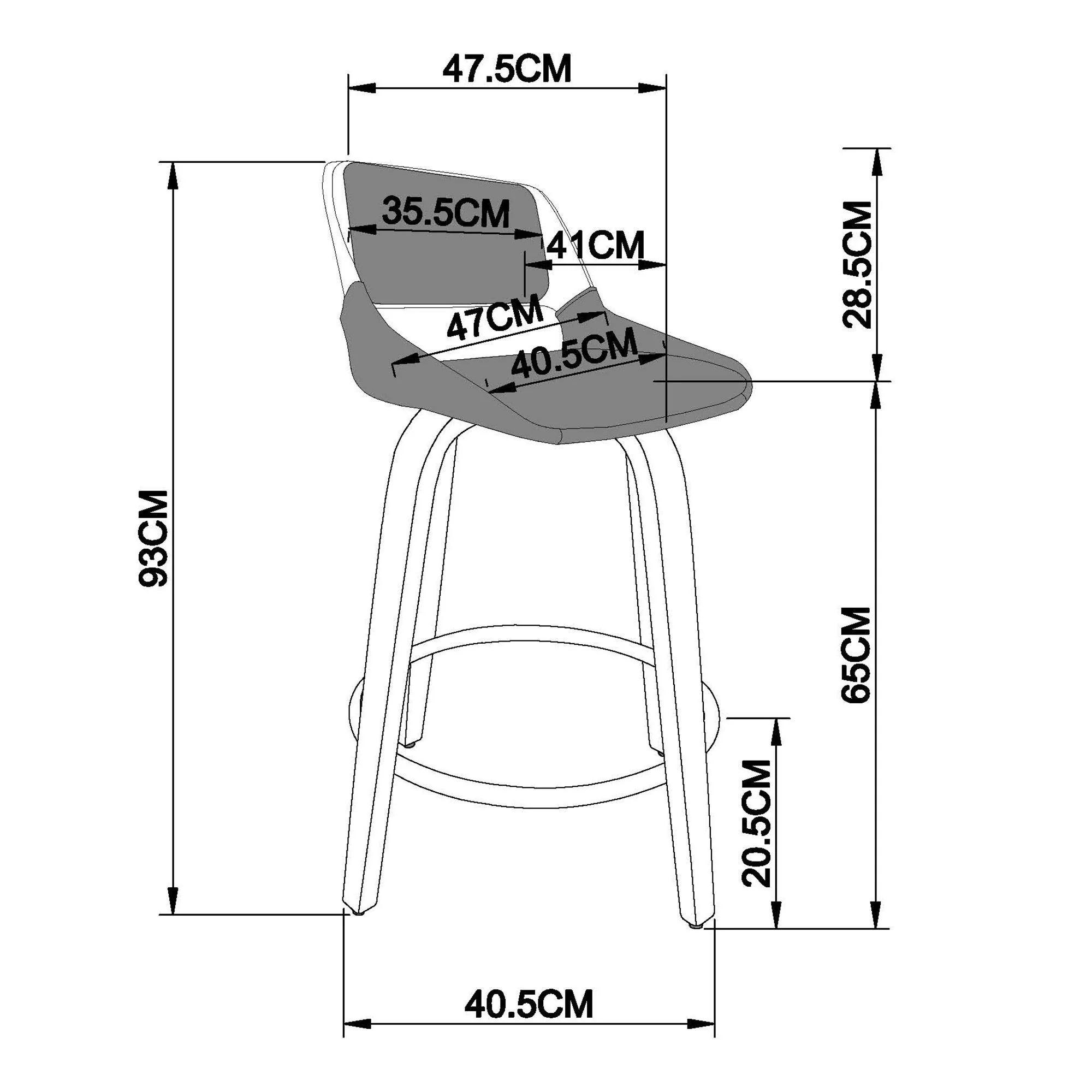 Hudson 26" Counter Stool with Swivel in White Faux Leather and Walnut - Image 8