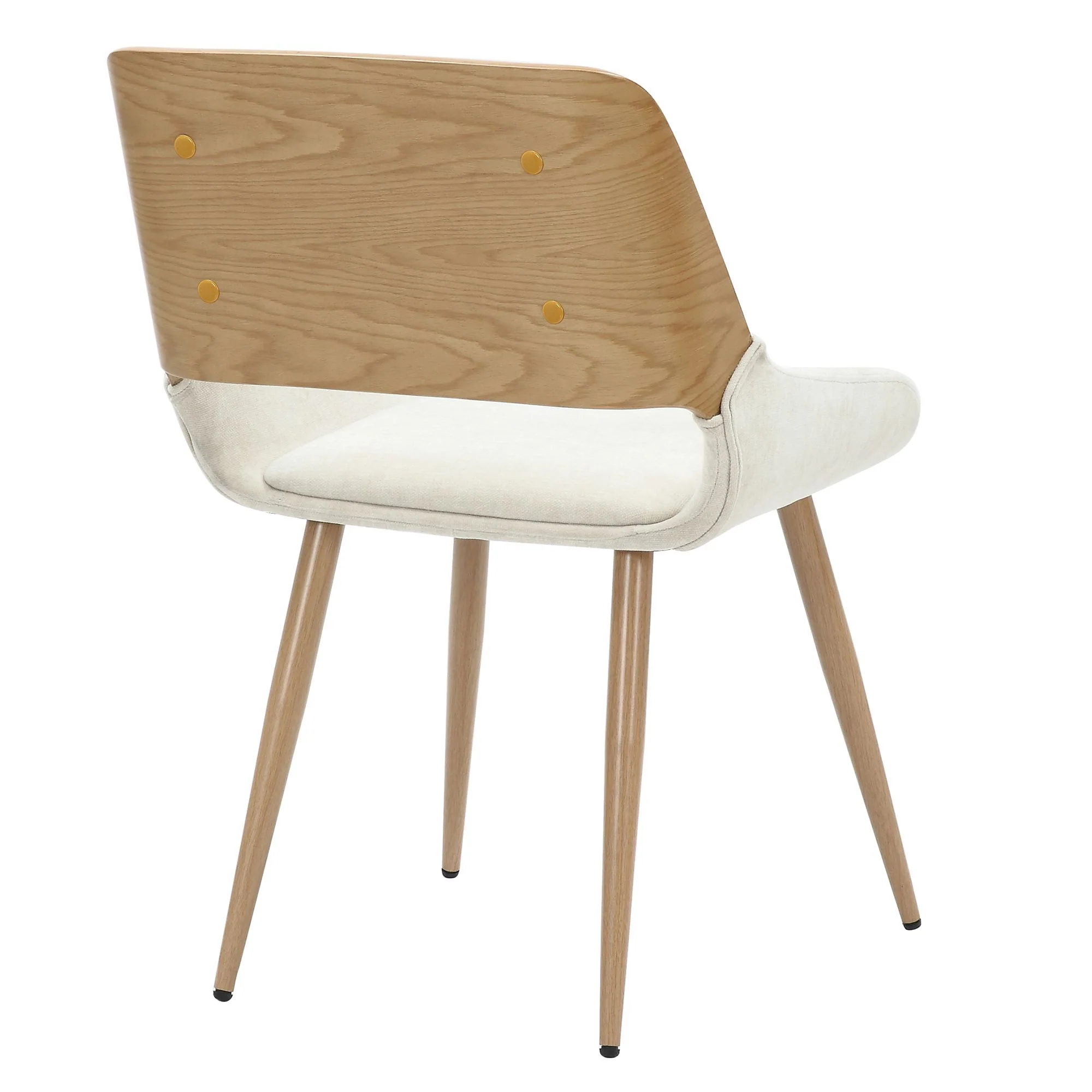Hudson Dining Chair in Beige Fabric and Natural Metal and Wood - Image 3