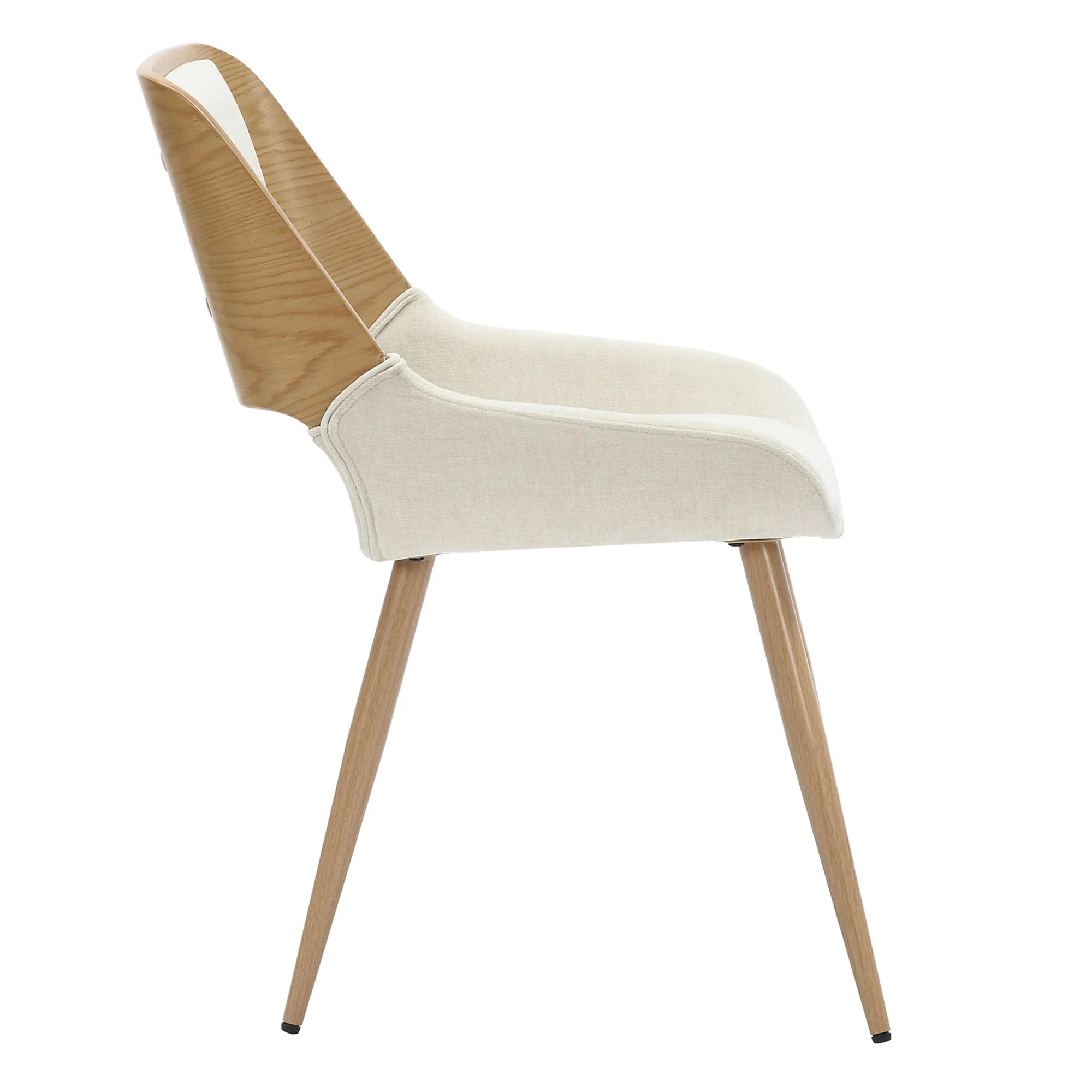 Hudson Dining Chair in Beige Fabric and Natural Metal and Wood - Image 4