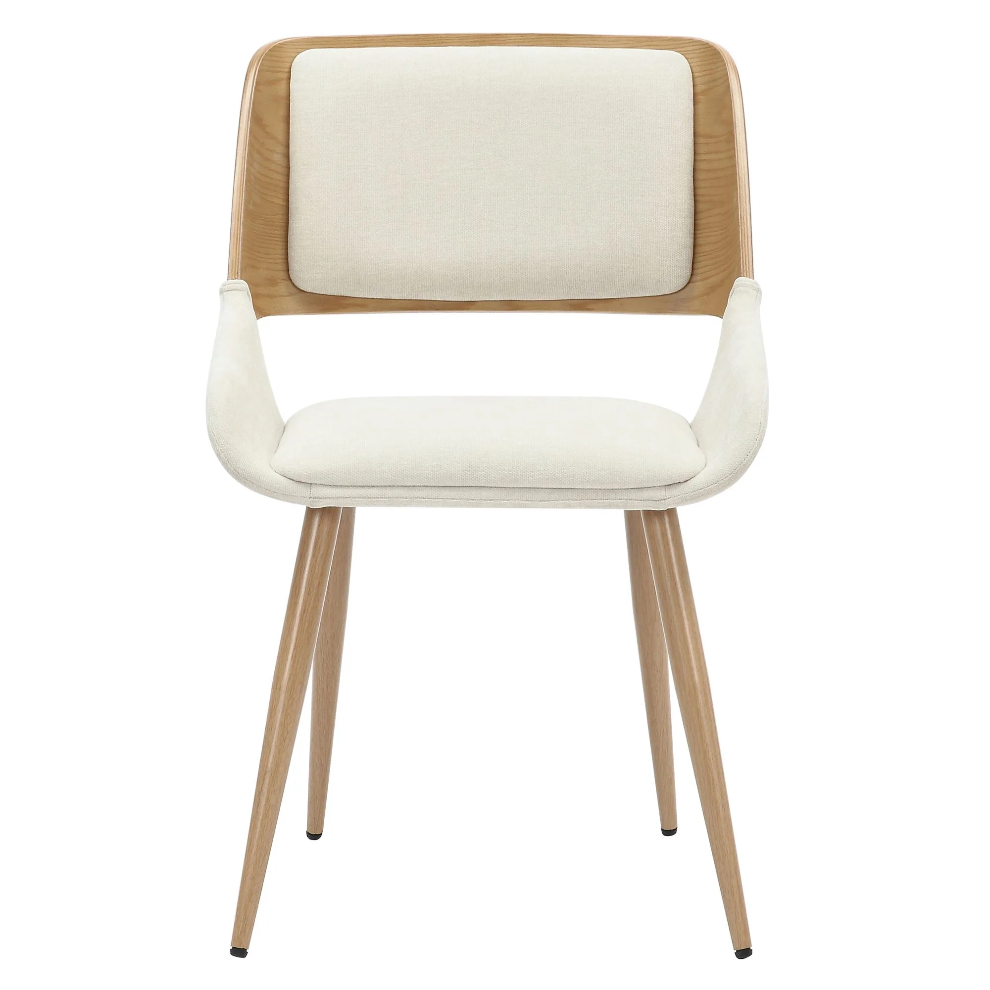 Hudson Dining Chair in Beige Fabric and Natural Metal and Wood - Image 5