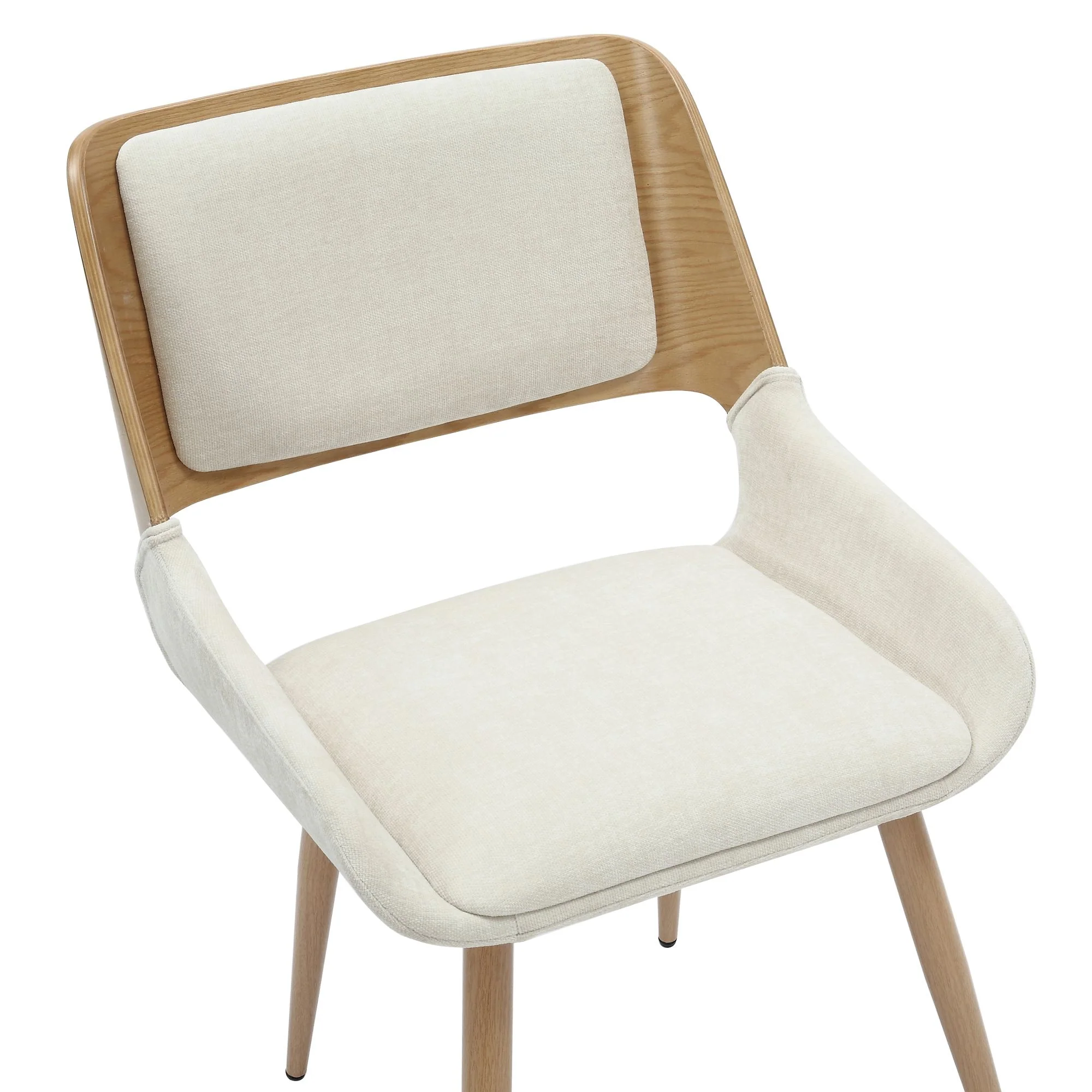 Hudson Dining Chair in Beige Fabric and Natural Metal and Wood - Image 6