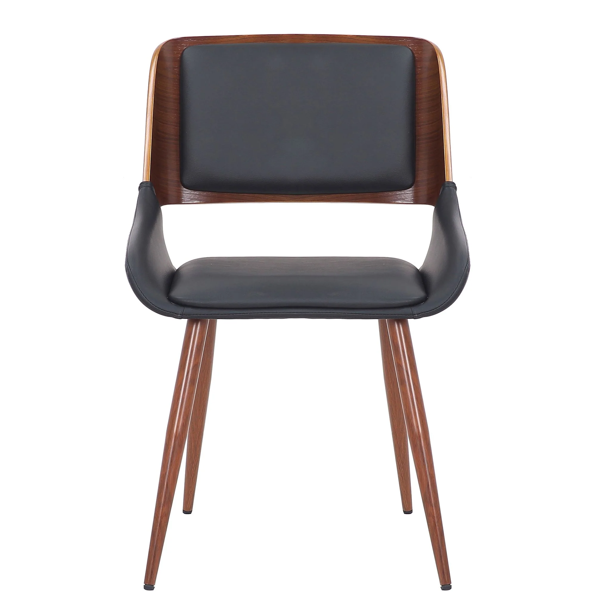 Hudson Dining Chair in Black Faux Leather, Metal and Walnut Metal and Wood - Image 4