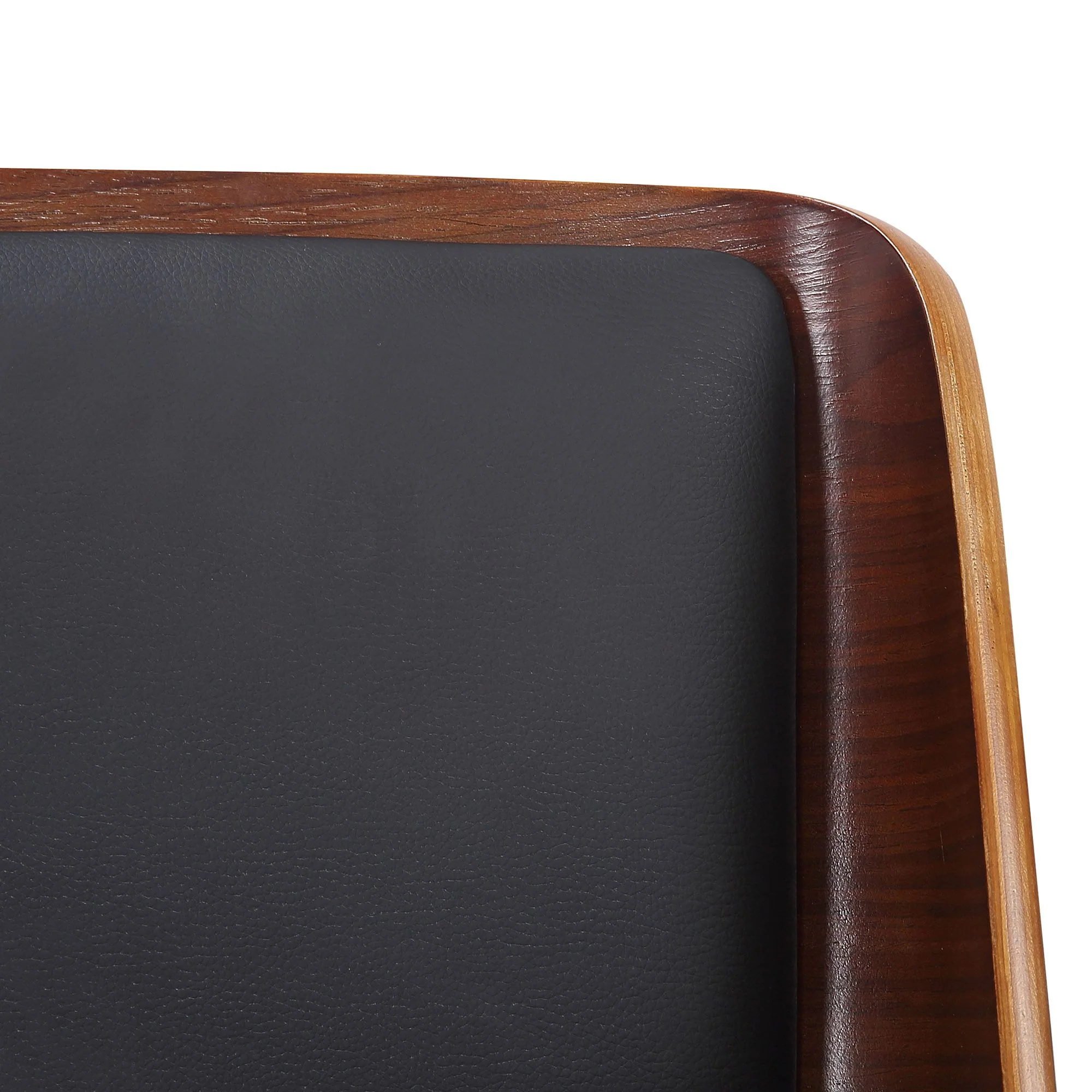 Hudson Dining Chair in Black Faux Leather, Metal and Walnut Metal and Wood - Image 7