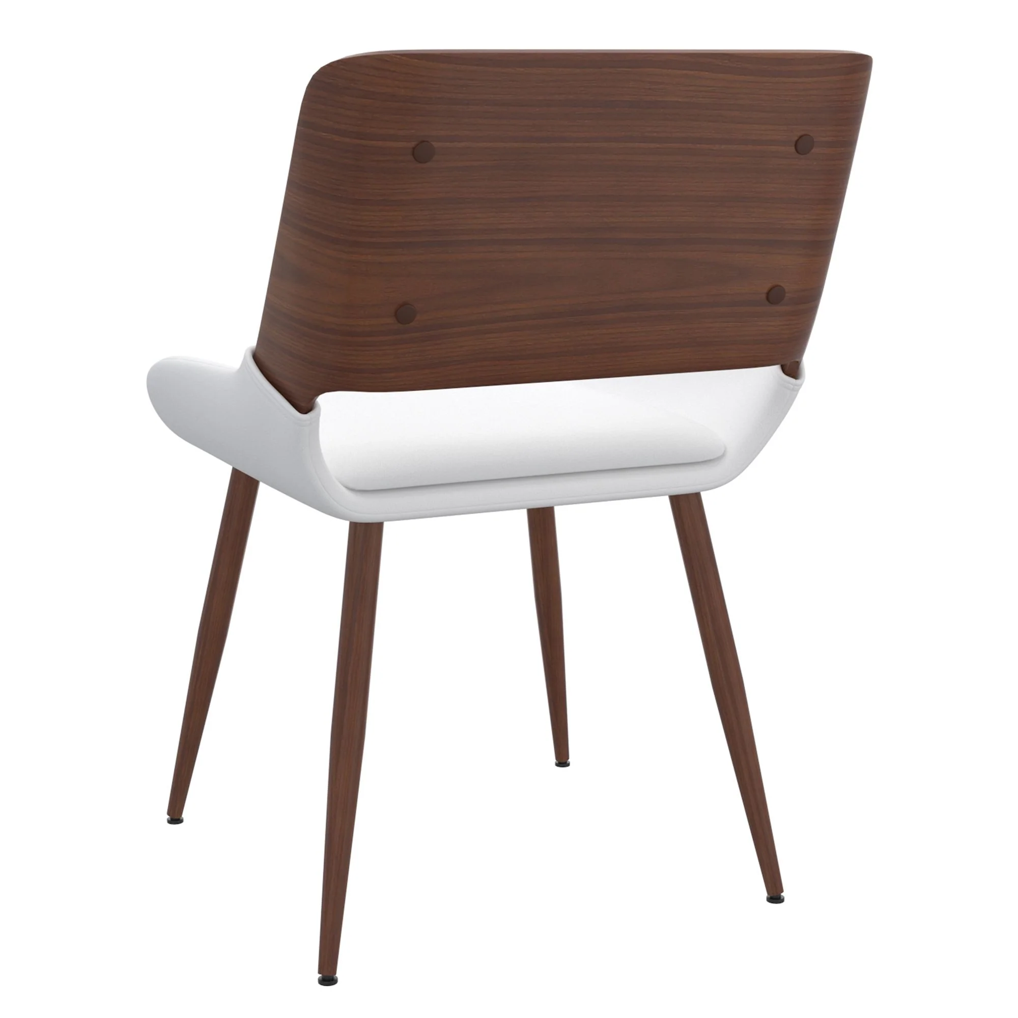 Hudson Dining Chair in White Faux Leather and Walnut Metal and Wood - Image 3