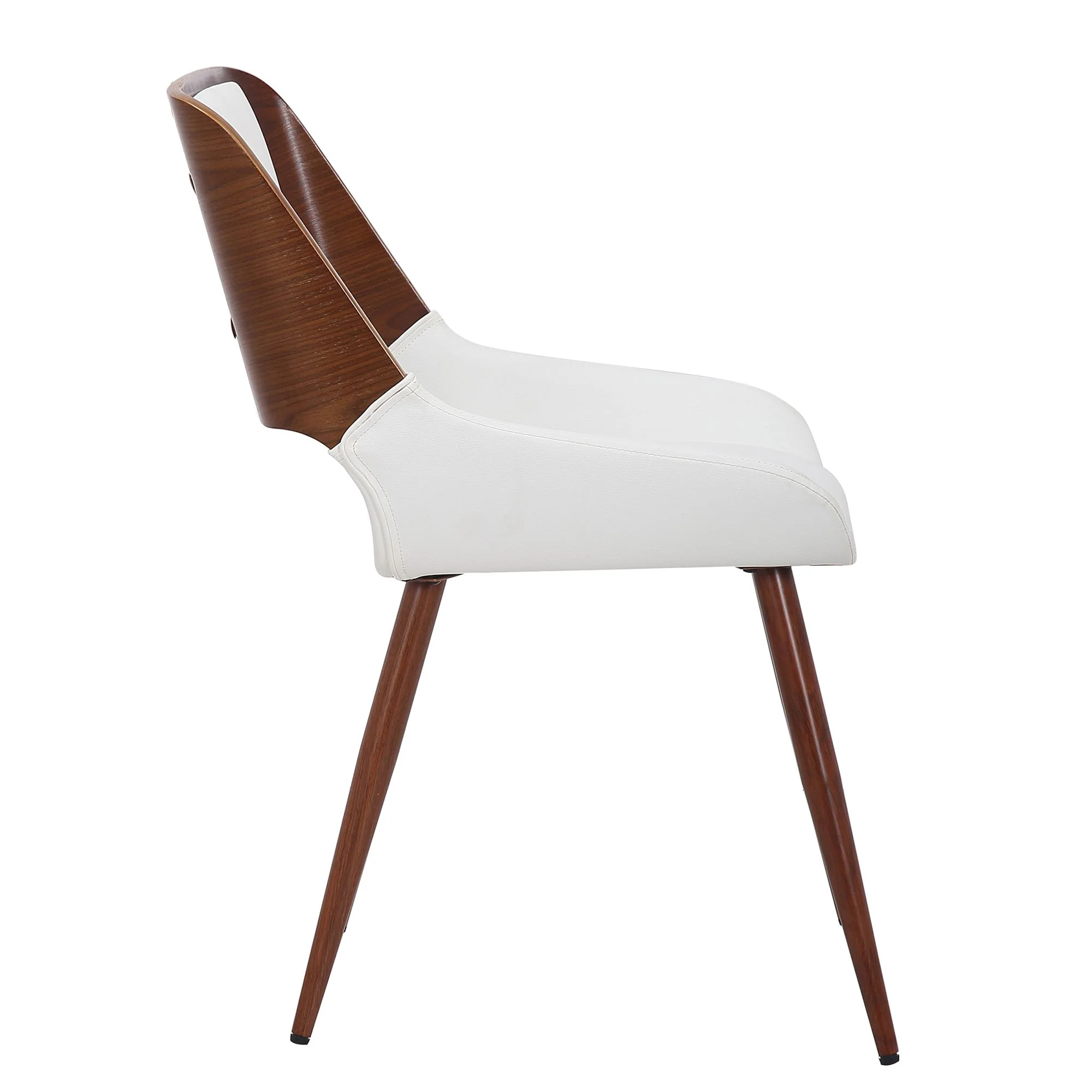 Hudson Dining Chair in White Faux Leather and Walnut Metal and Wood - Image 5