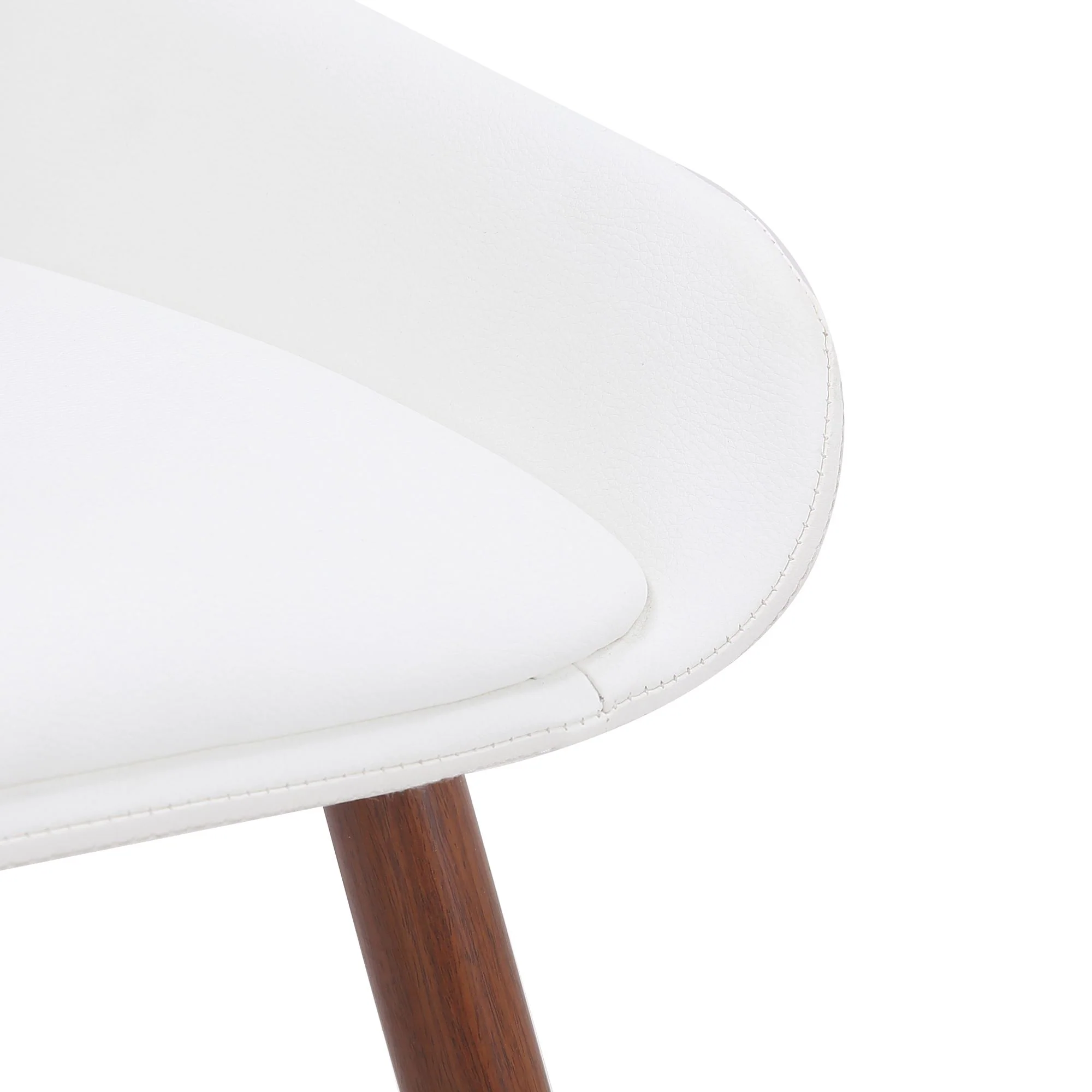 Hudson Dining Chair in White Faux Leather and Walnut Metal and Wood - Image 6