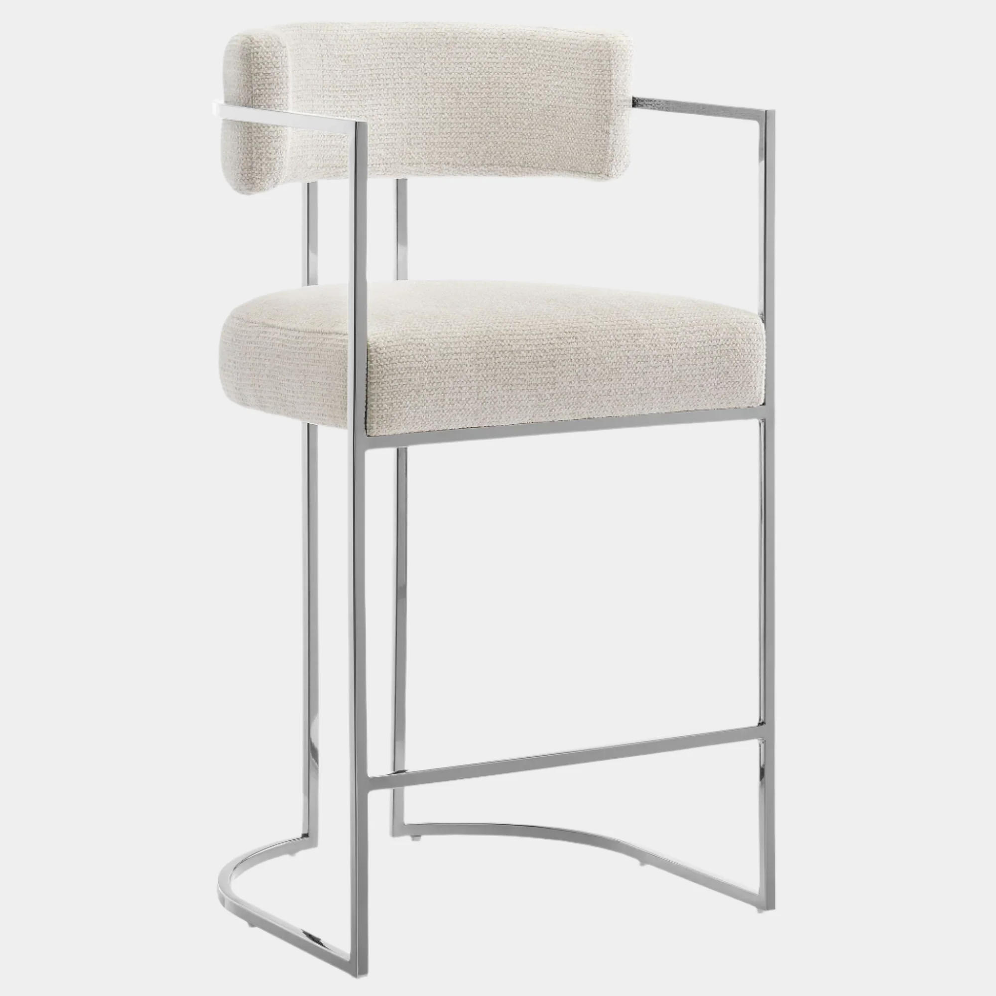 Huron Curved Back Fabric and Metal Counter Stool - Image 11