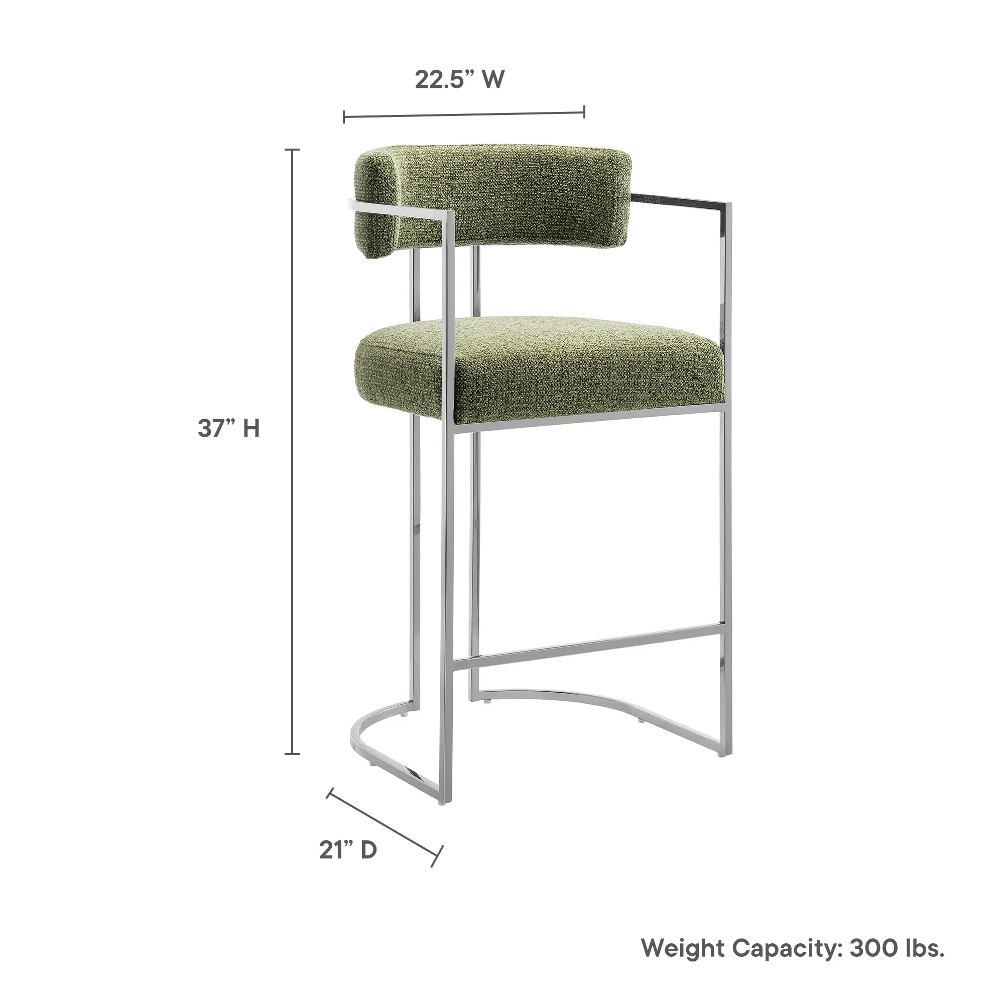 Huron Curved Back Fabric and Metal Counter Stool - Image 30