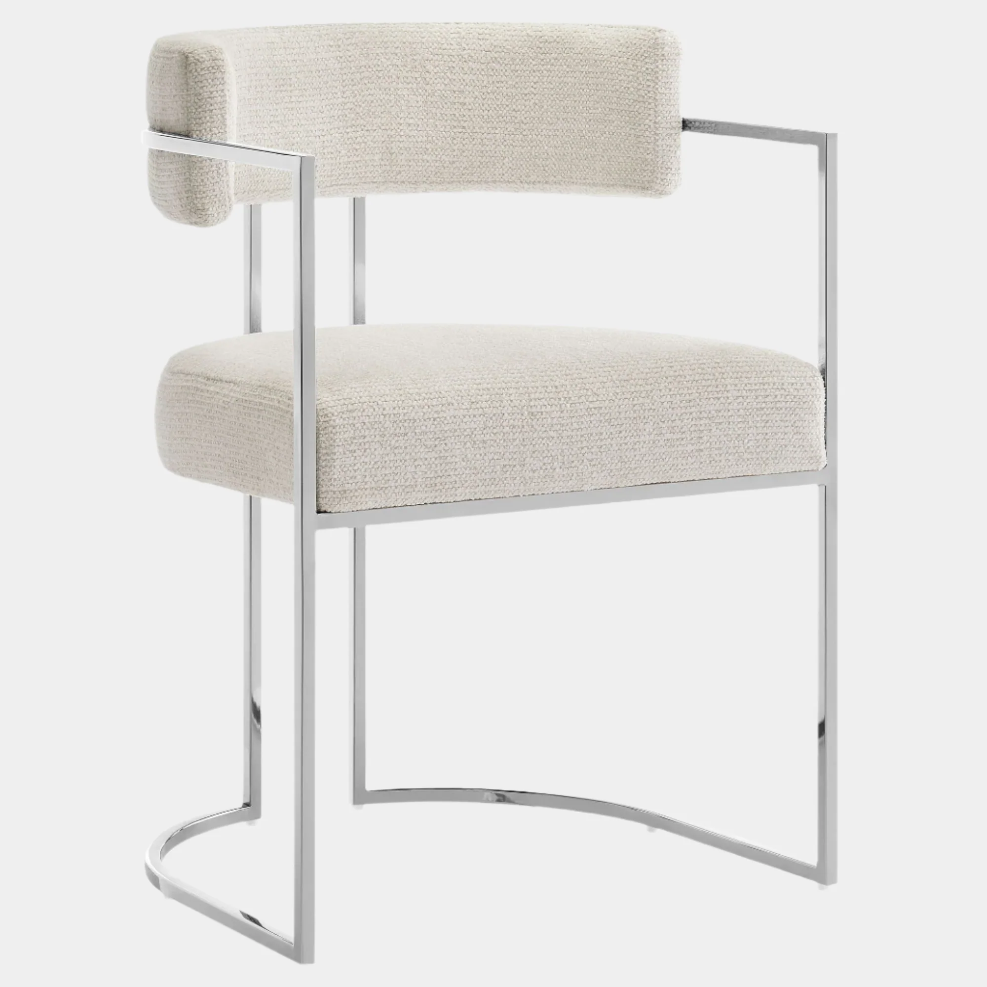 Huron Curved Back Fabric and Metal Dining Accent Chair - Image 11