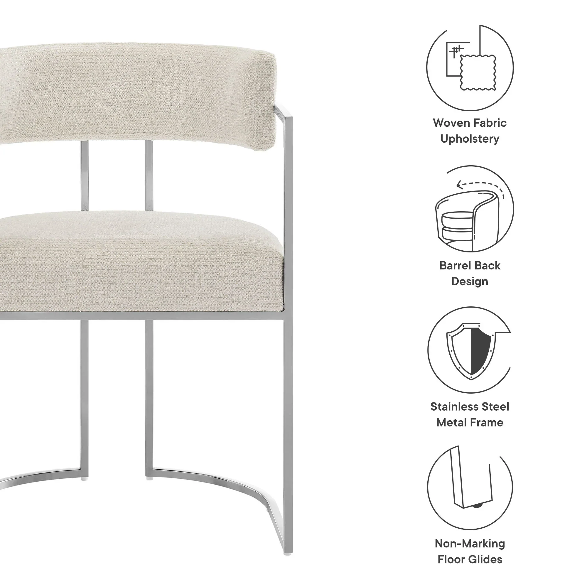 Huron Curved Back Fabric and Metal Dining Accent Chair - Image 18