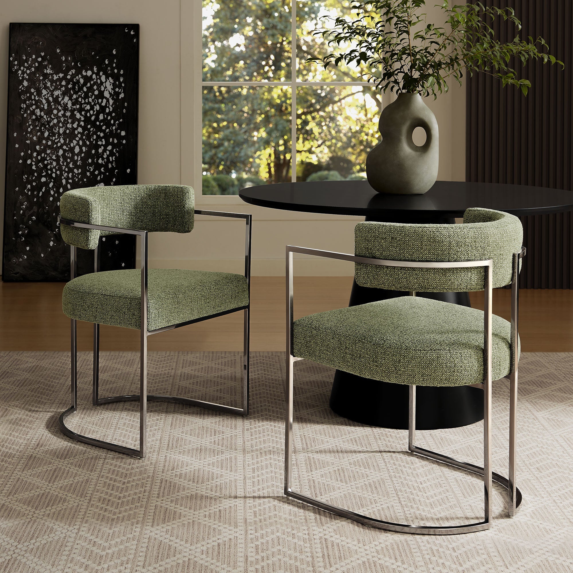 Huron Curved Back Fabric and Metal Dining Accent Chair - Image 22