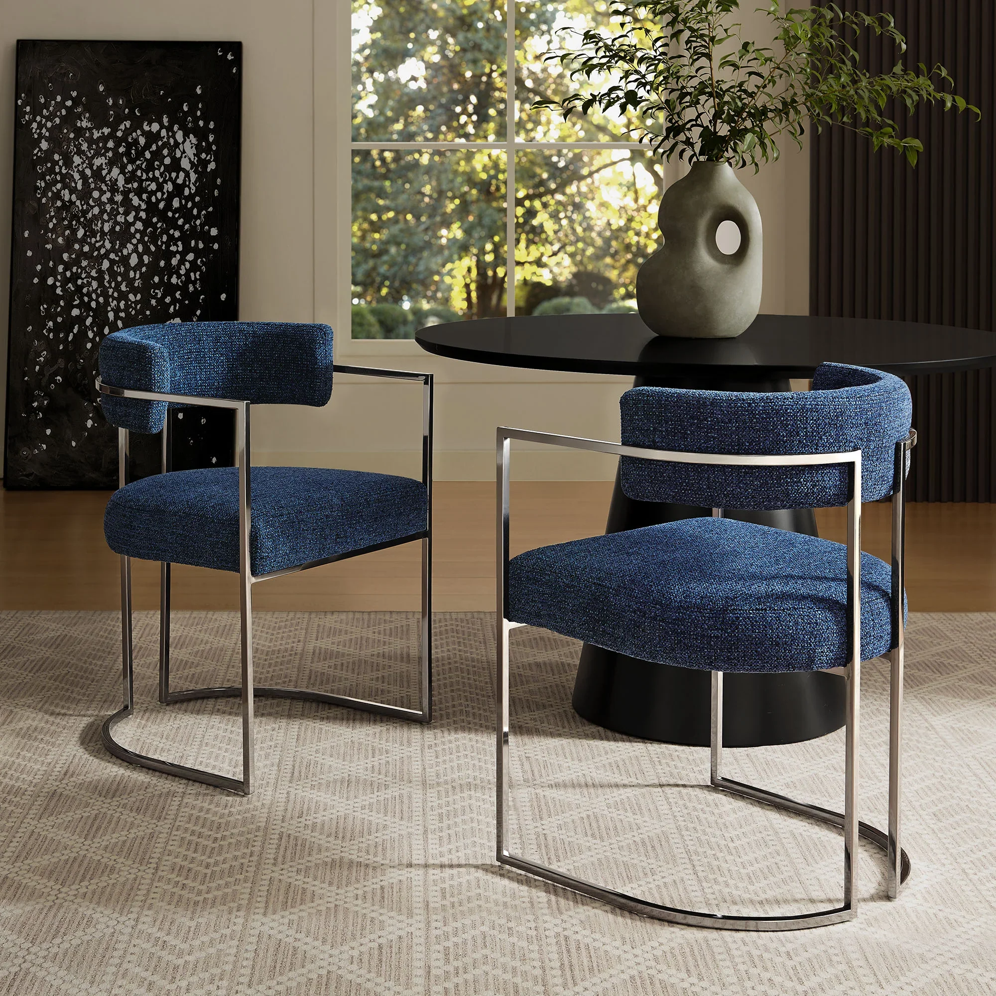 Huron Curved Back Fabric and Metal Dining Accent Chair - Image 32