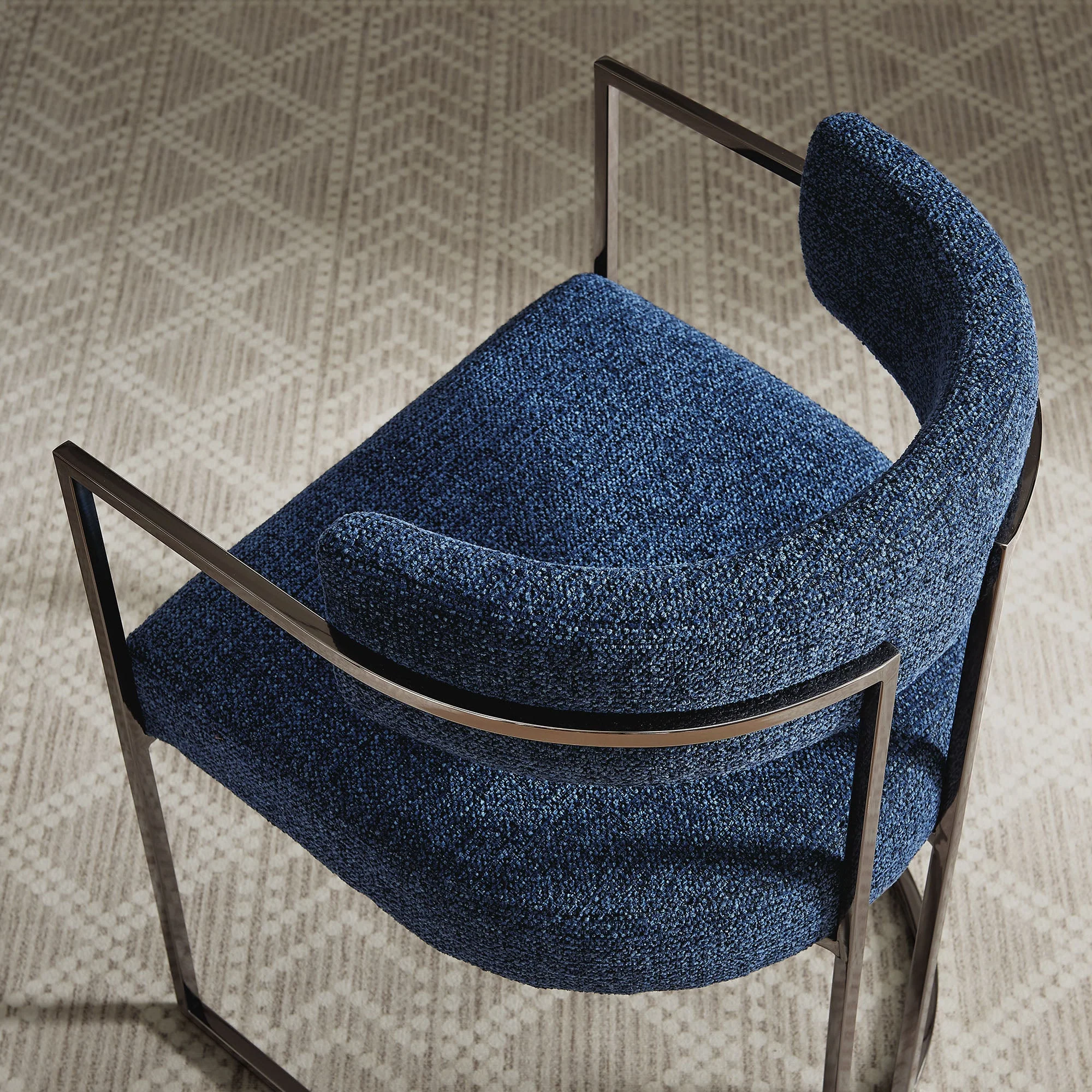 Huron Curved Back Fabric and Metal Dining Accent Chair - Image 33