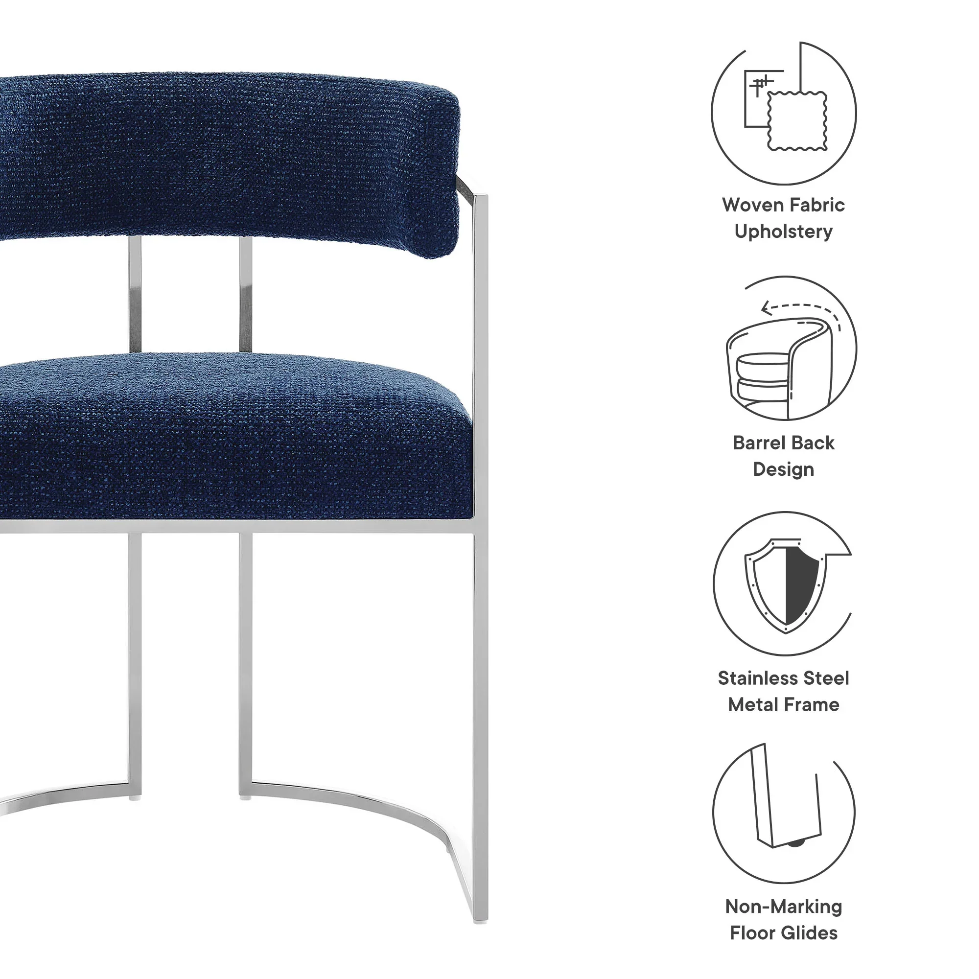Huron Curved Back Fabric and Metal Dining Accent Chair - Image 39