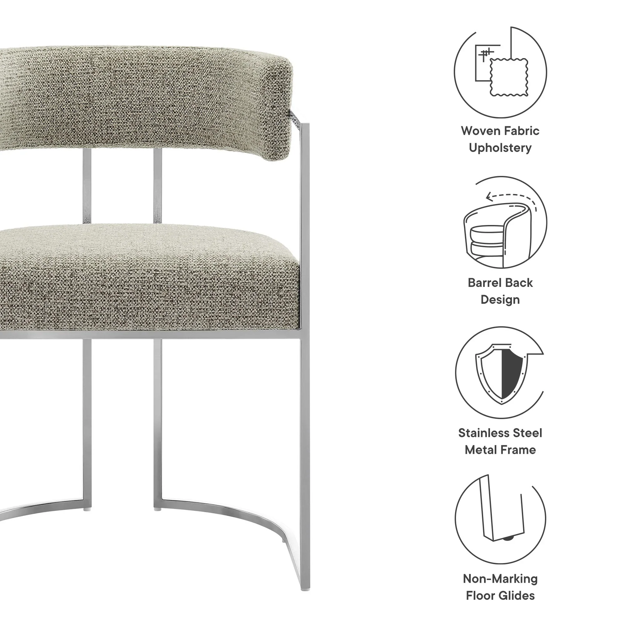 Huron Curved Back Fabric and Metal Dining Accent Chair - Image 9