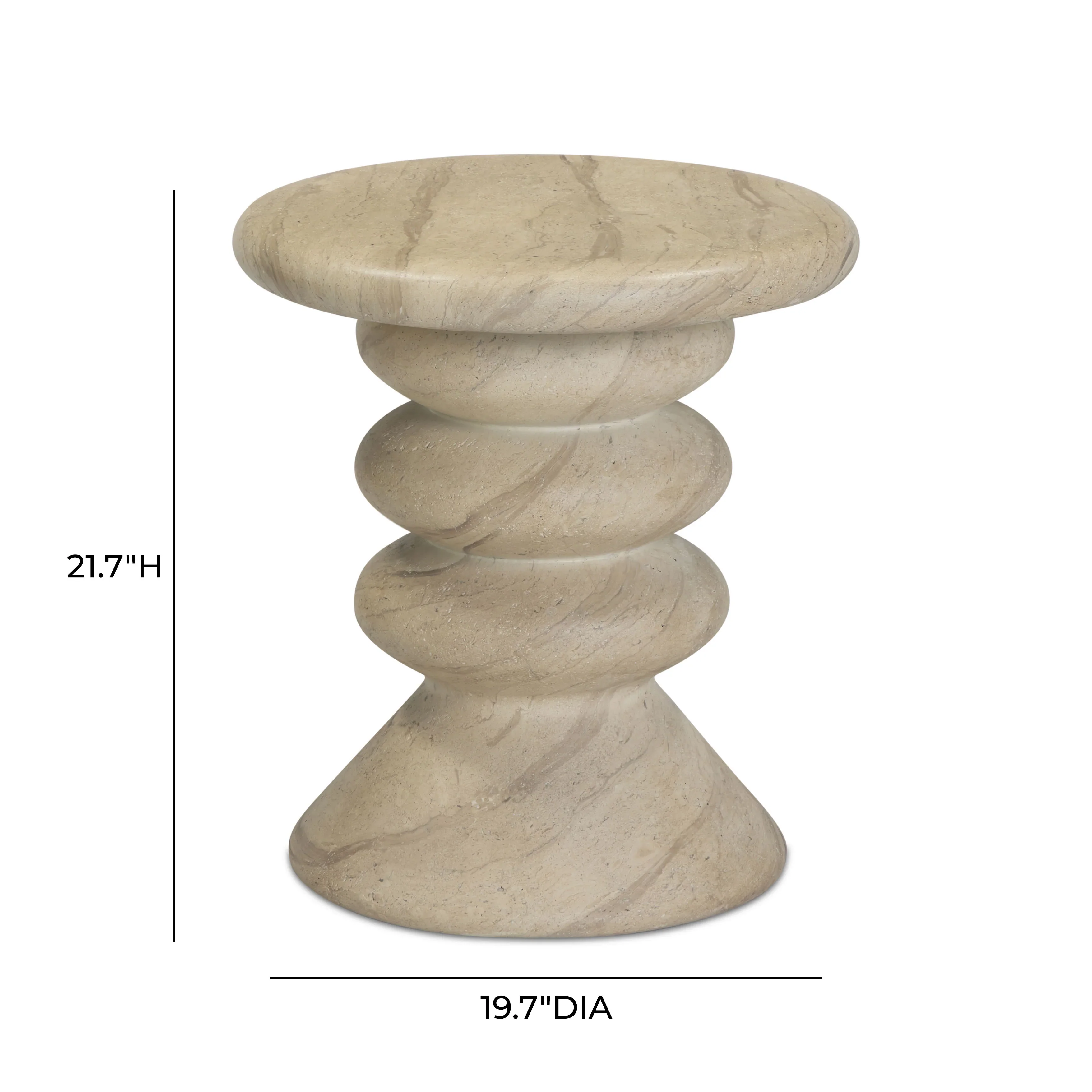 Hyre Faux Travertine Indoor/Outdoor Concrete Side Table - Image 8