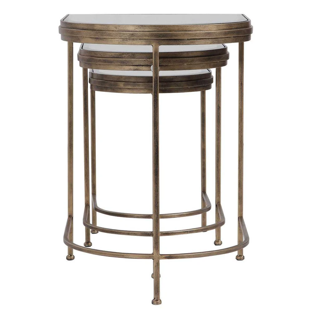 India Nesting Tables, Gold, S/3 - Image 3