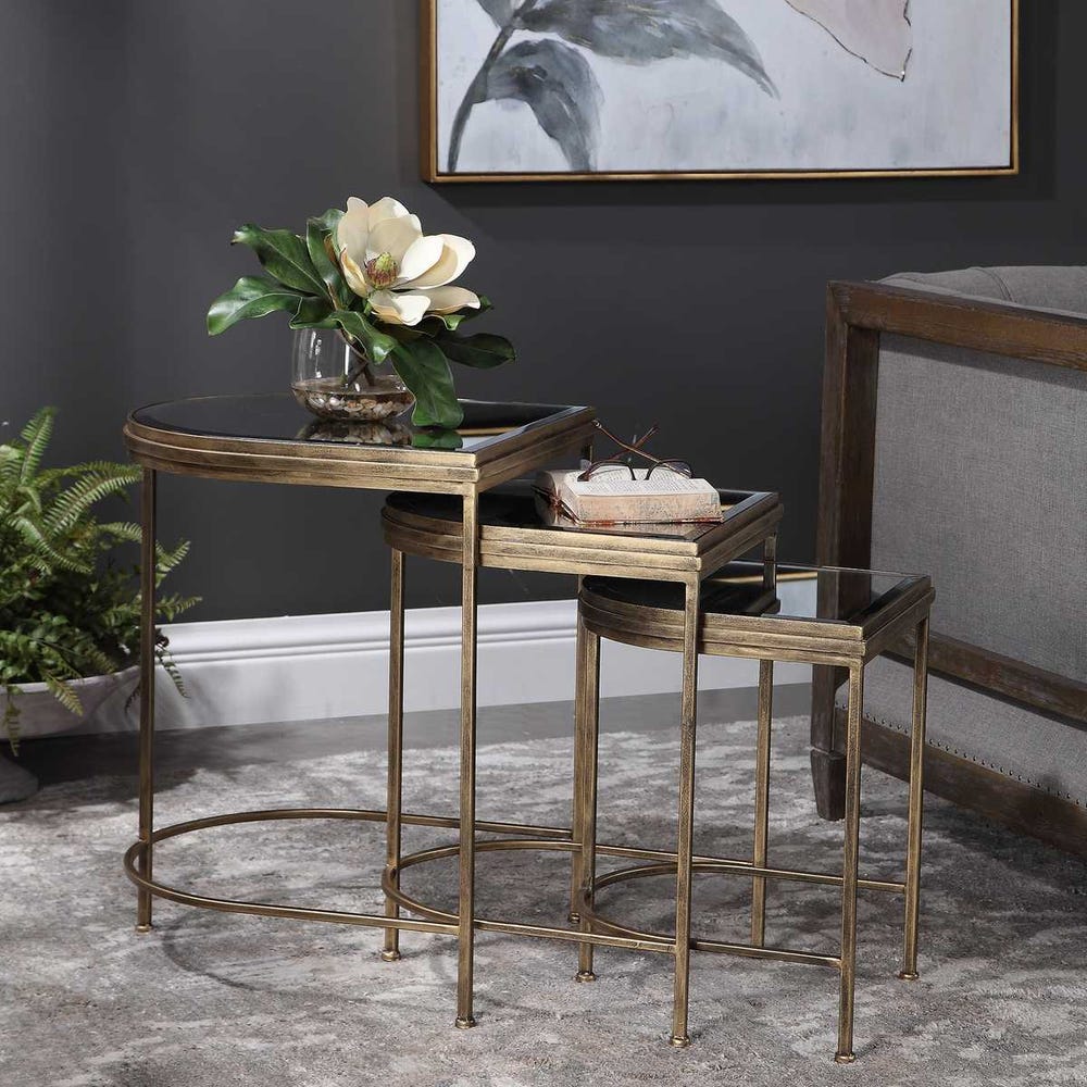 India Nesting Tables, Gold, S/3 - Image 5