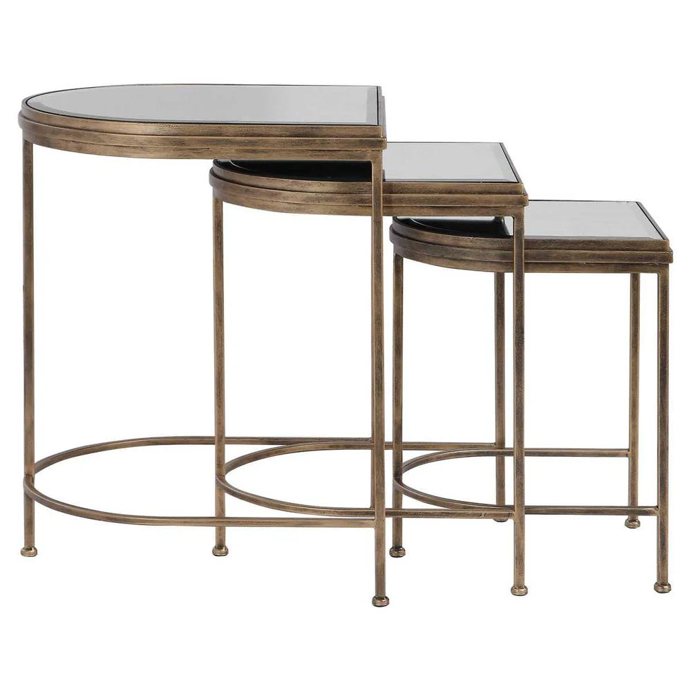 India Nesting Tables, Gold, S/3 - Image 8