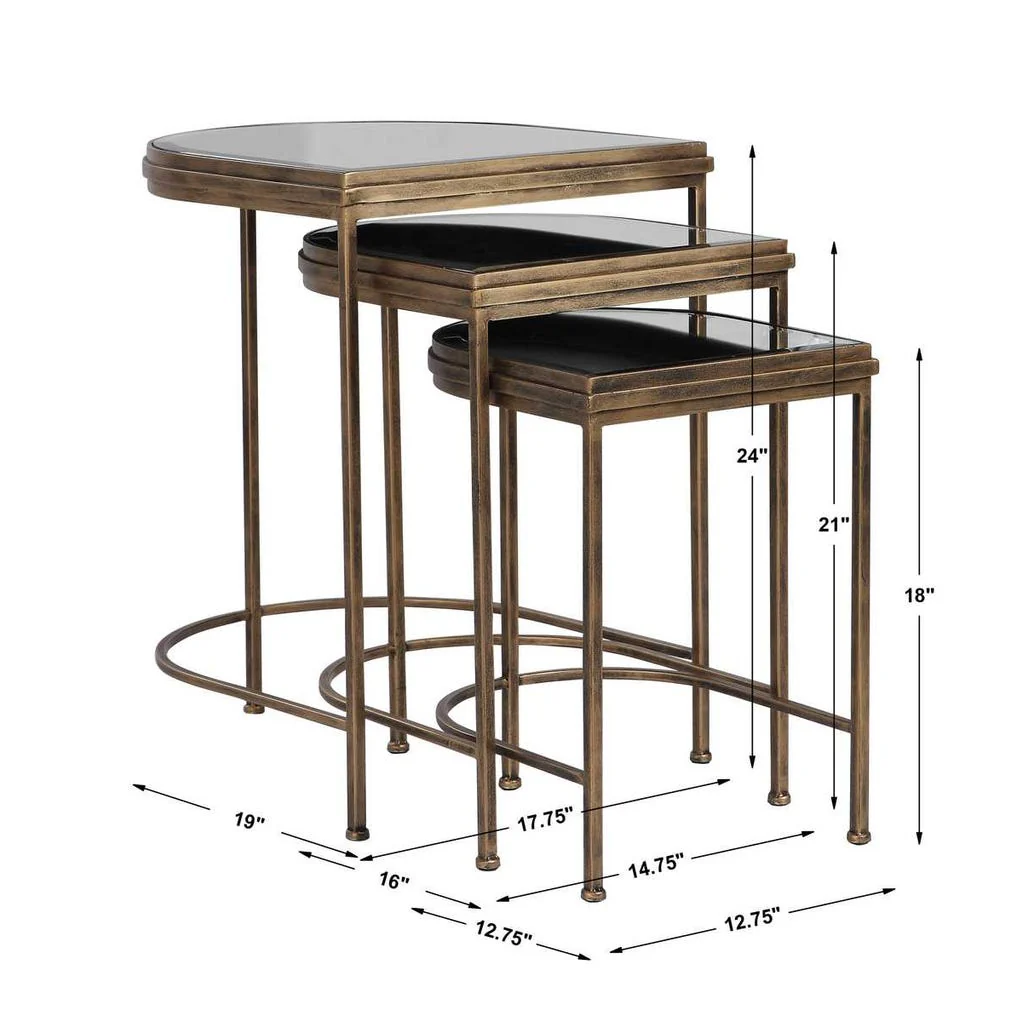 India Nesting Tables, Gold, S/3 - Image 9