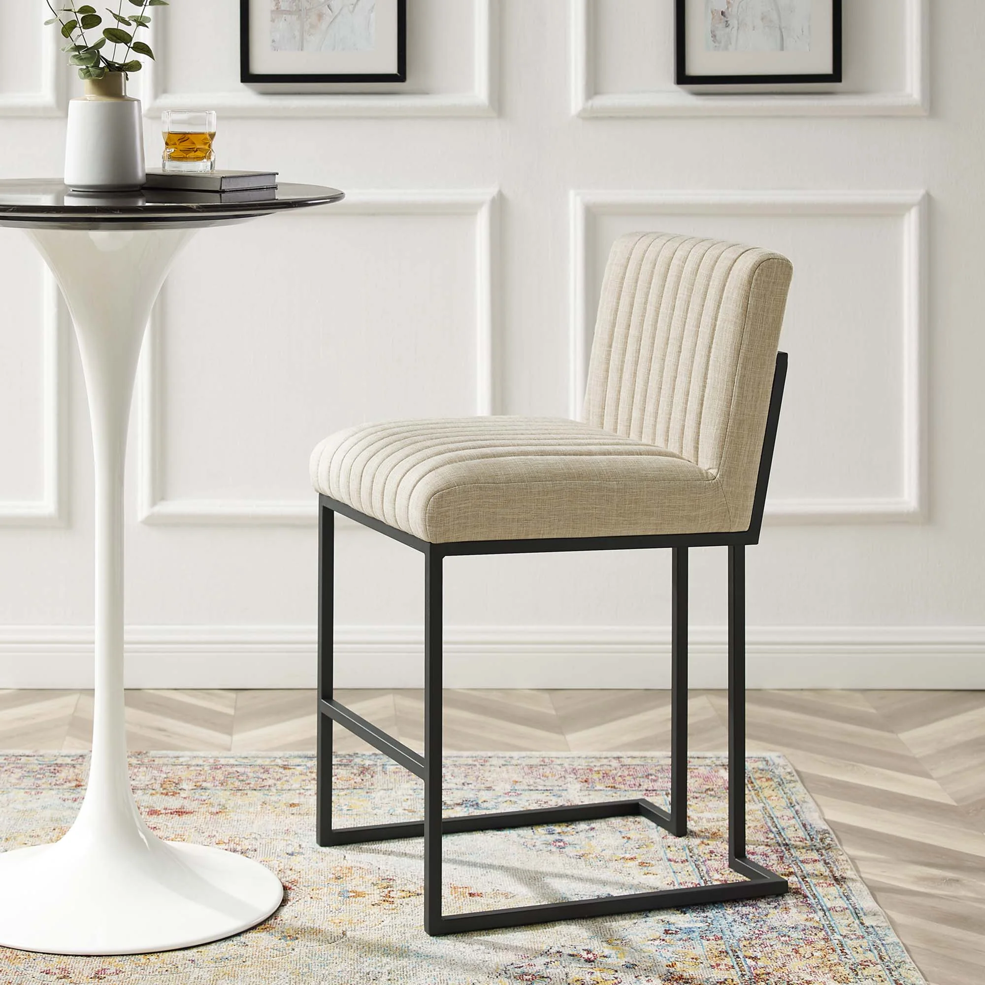 Indulge Channel Tufted Fabric Counter Stool - Image 2