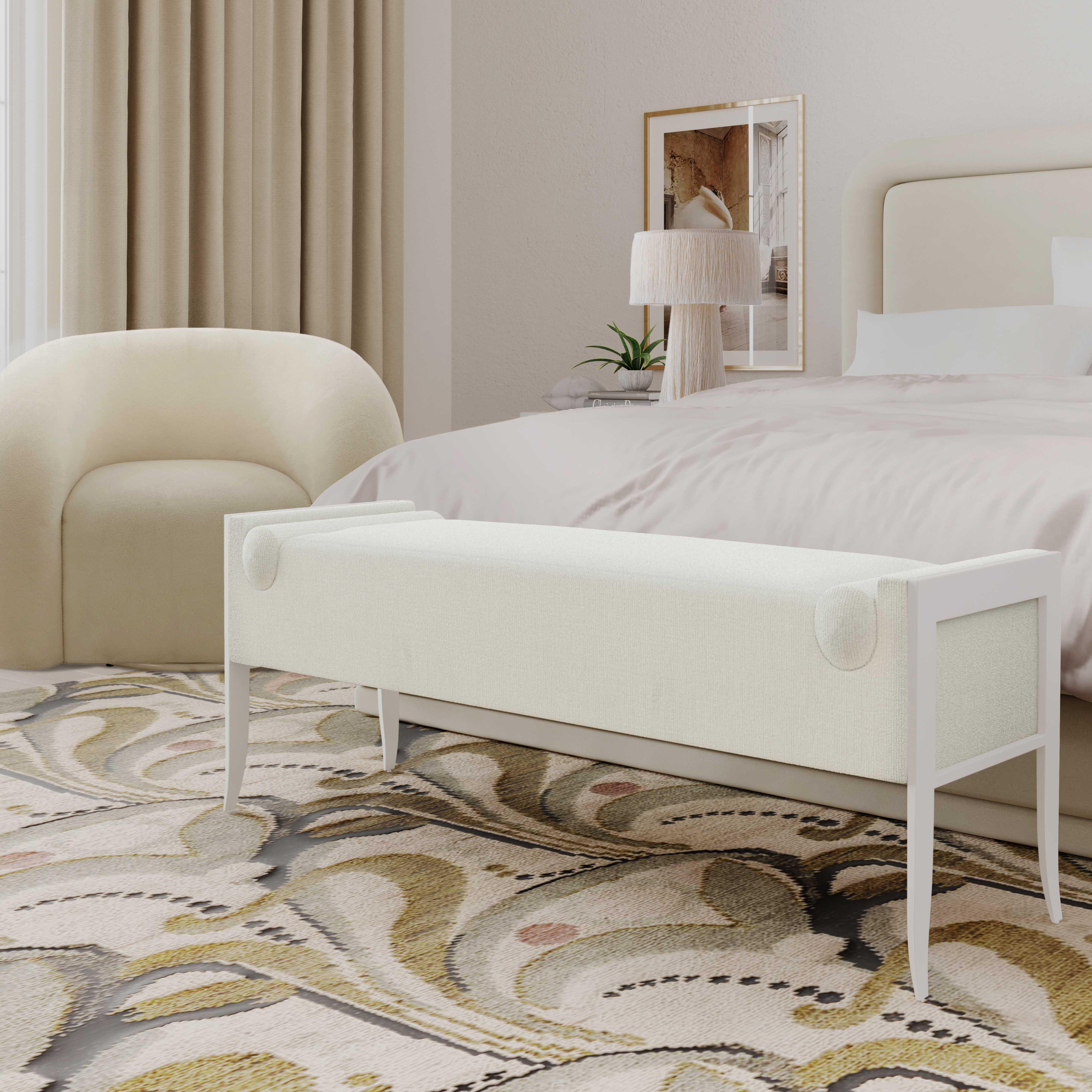 Ines 67" Cream Performance Boucle Bench - Image 2