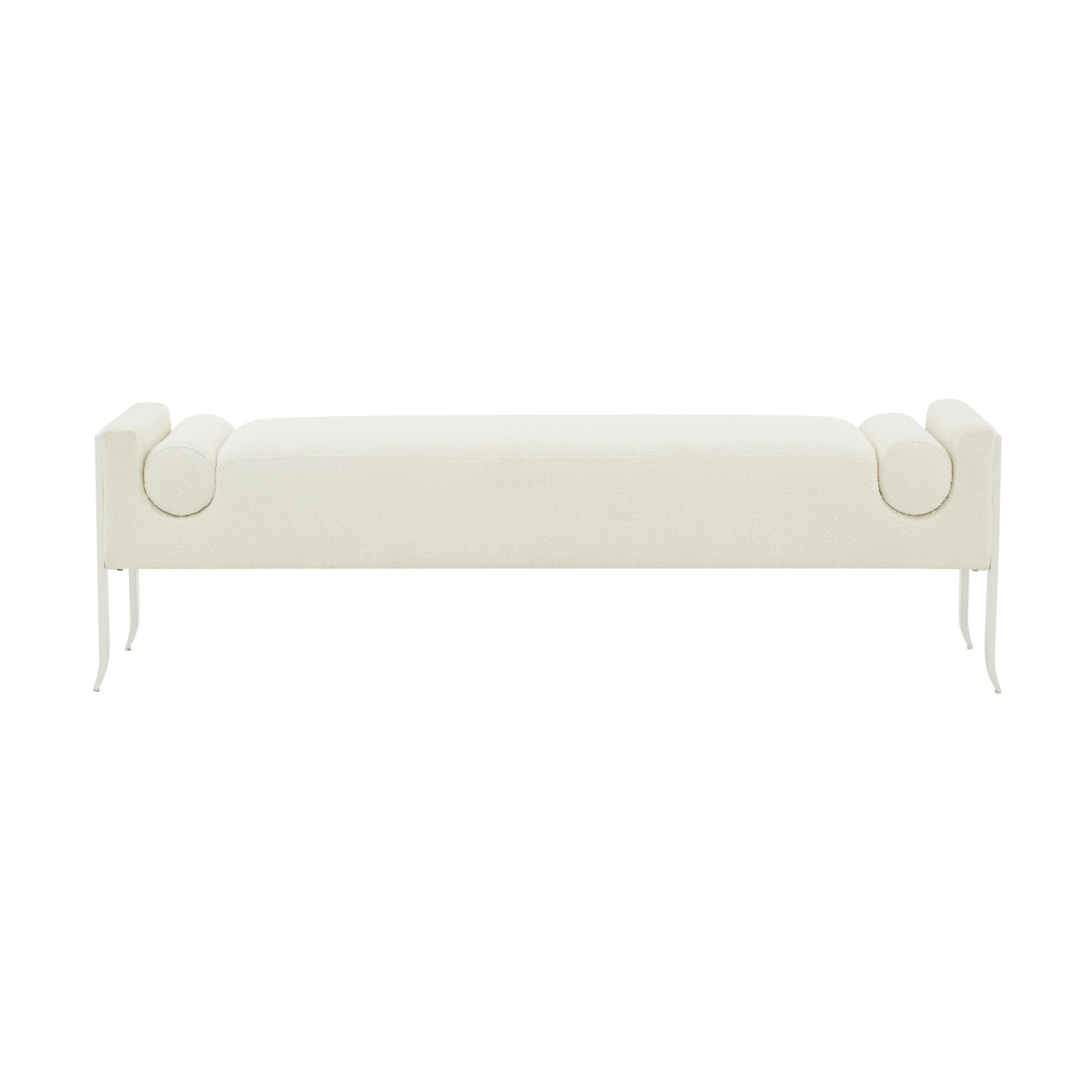 Ines 67" Cream Performance Boucle Bench - Image 3