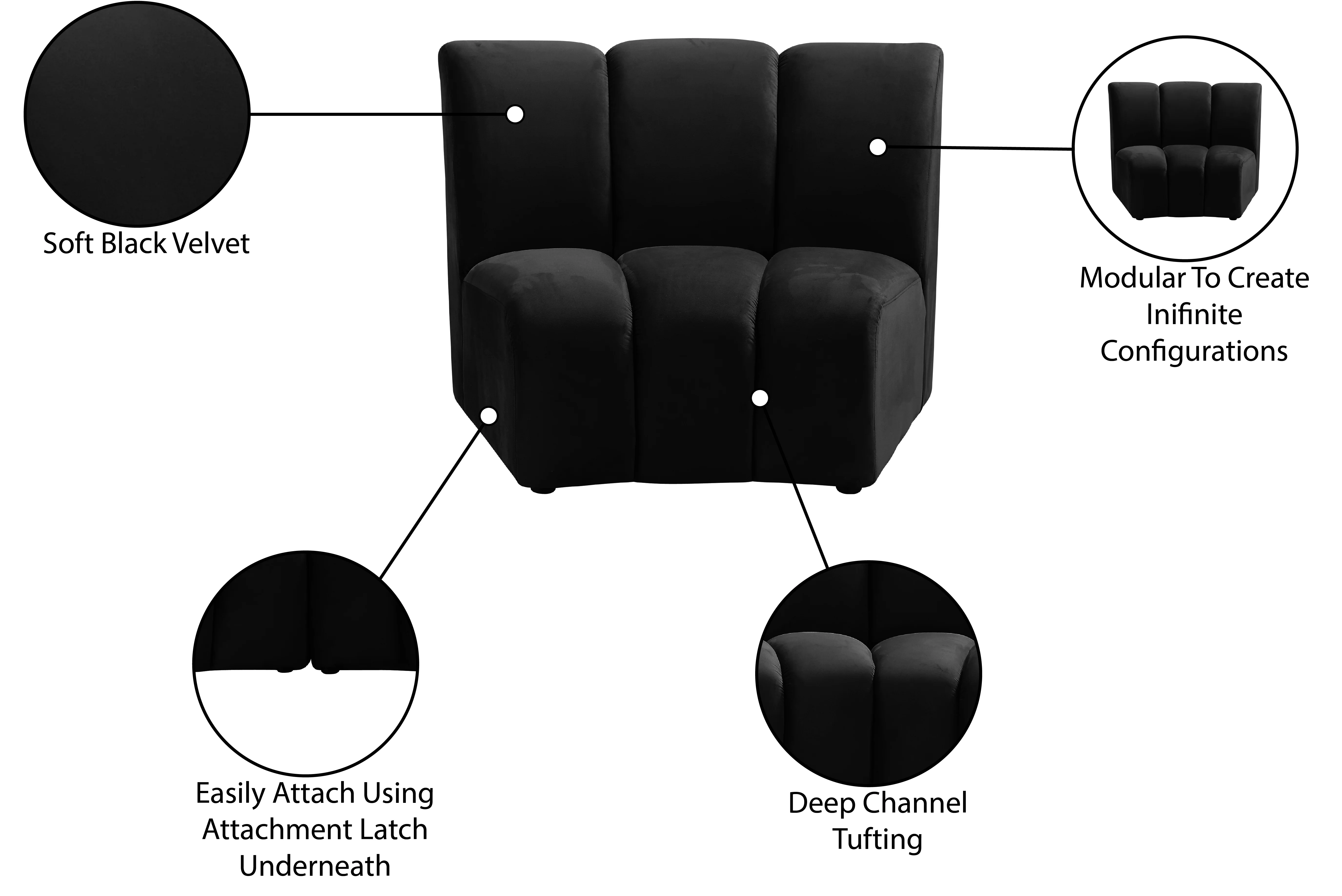 Infinity Velvet Upholstered Modular Chair - Image 8