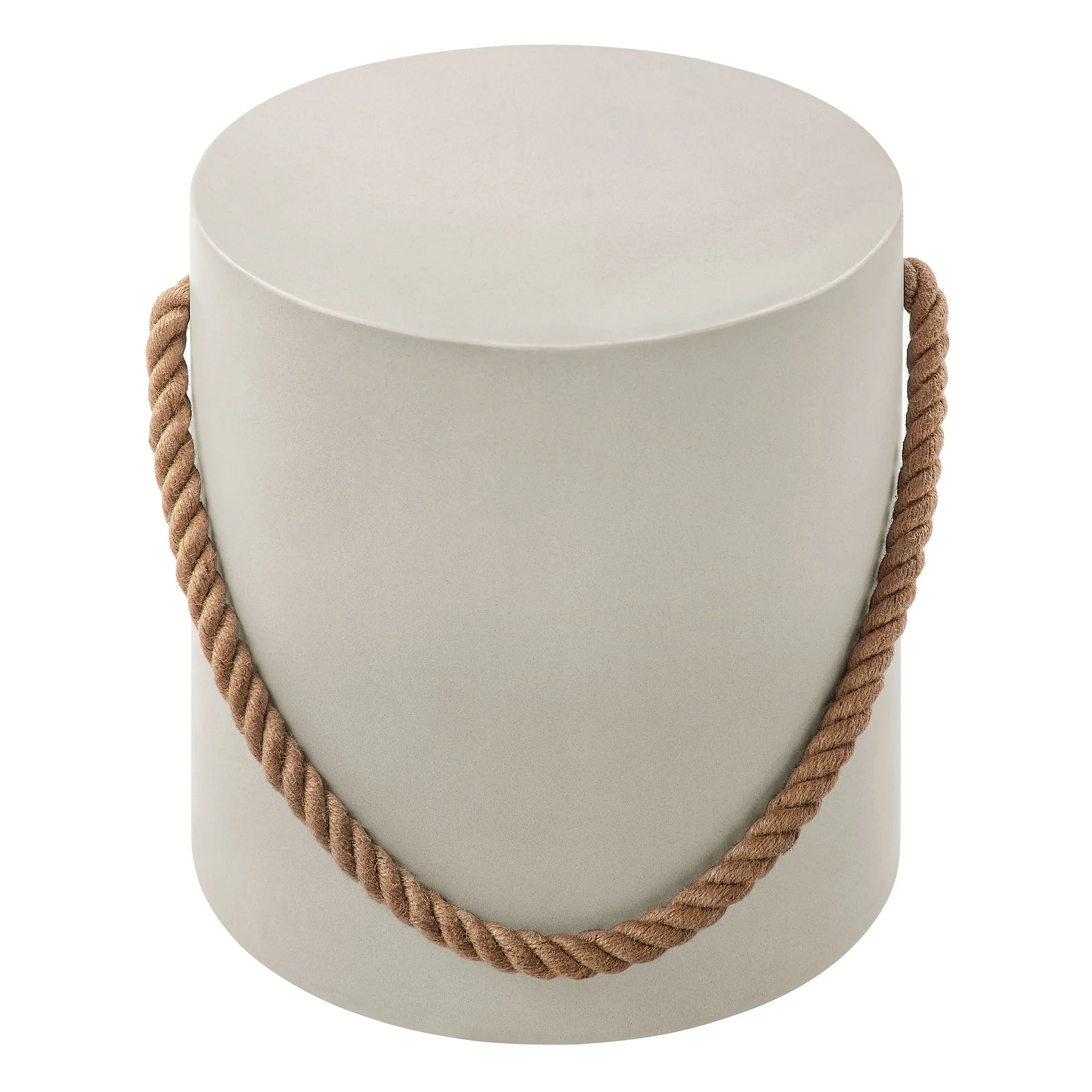 Isera Indoor - Outdoor Patio Rope Concrete Side Table Stool in Light Gray - Image 6