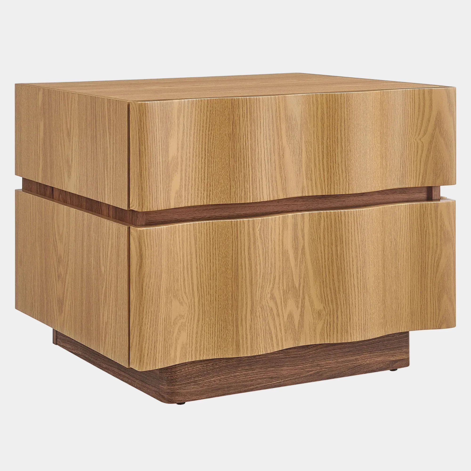 Isola 2 Drawer Nightstand in Light Oak Walnut