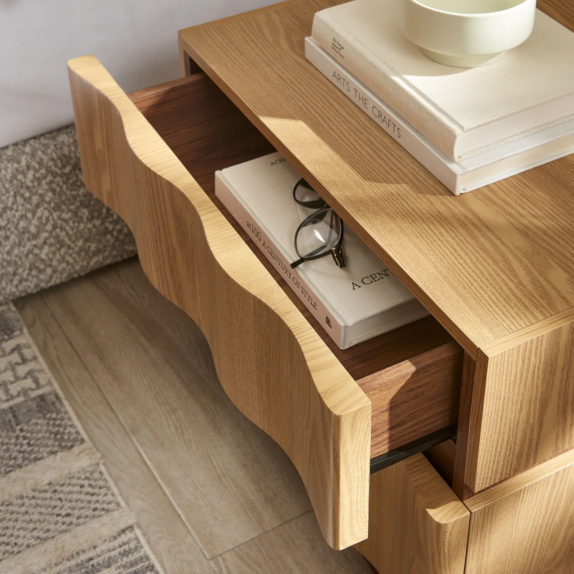 Isola 2 Drawer Nightstand in Light Oak Walnut - Image 3