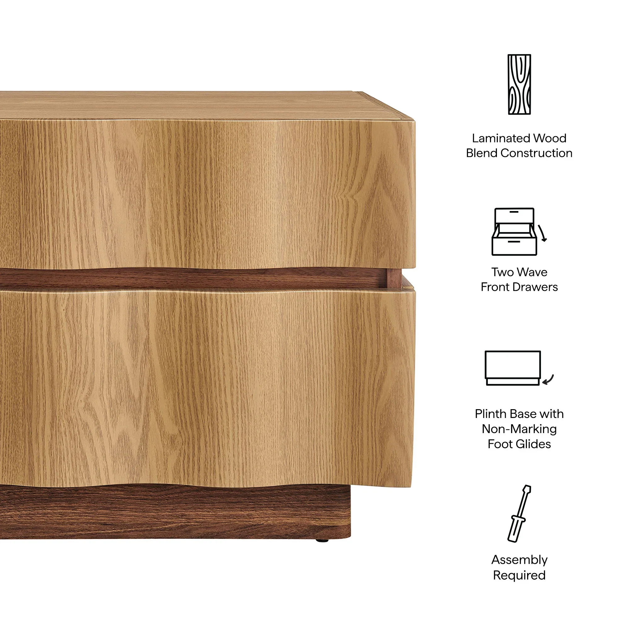 Isola 2 Drawer Nightstand in Light Oak Walnut - Image 4