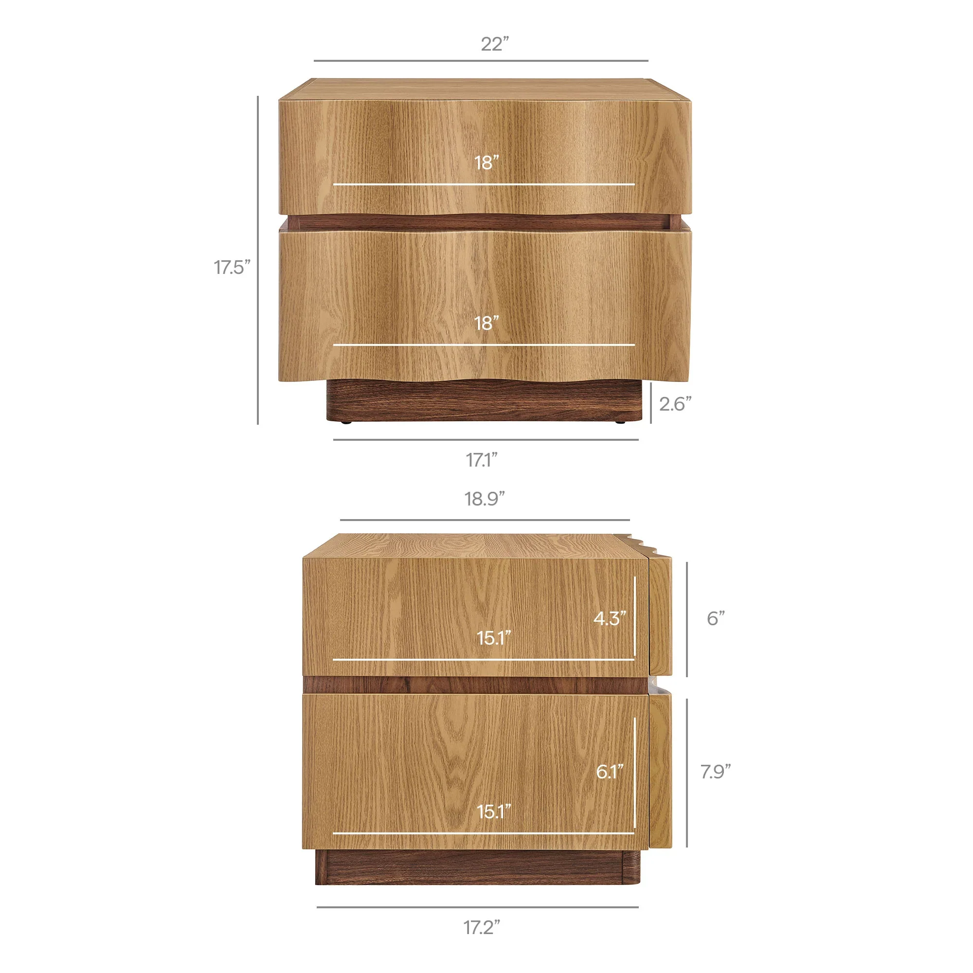 Isola 2 Drawer Nightstand in Light Oak Walnut - Image 9