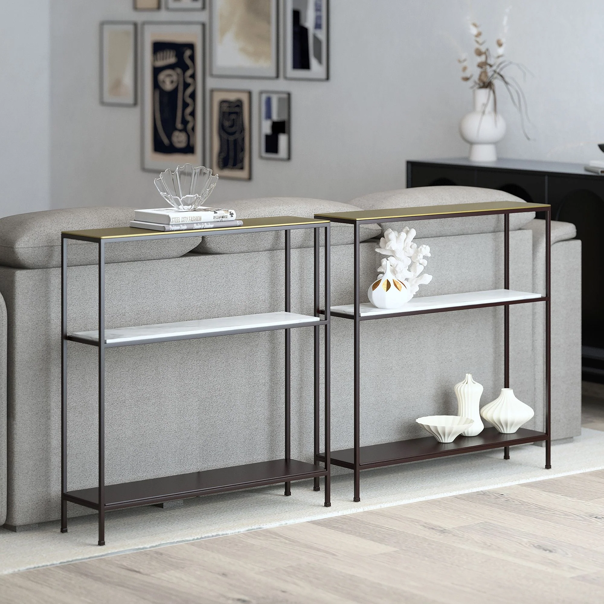 Izzy Console Table in Antique Gold and Black - Image 3