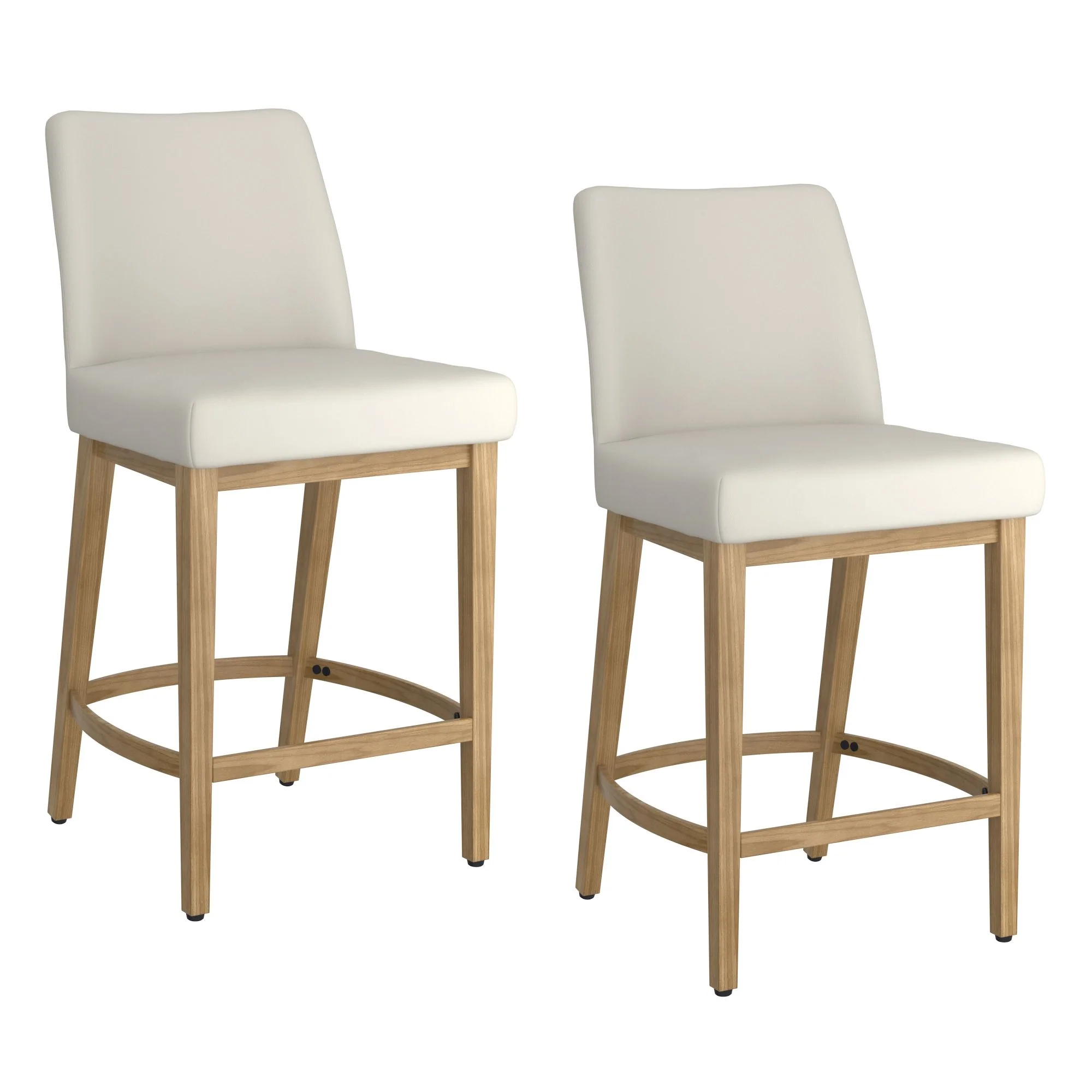 Jace 26" Counter Stool, set of 2, in Beige Fabric and Natural - Image 7