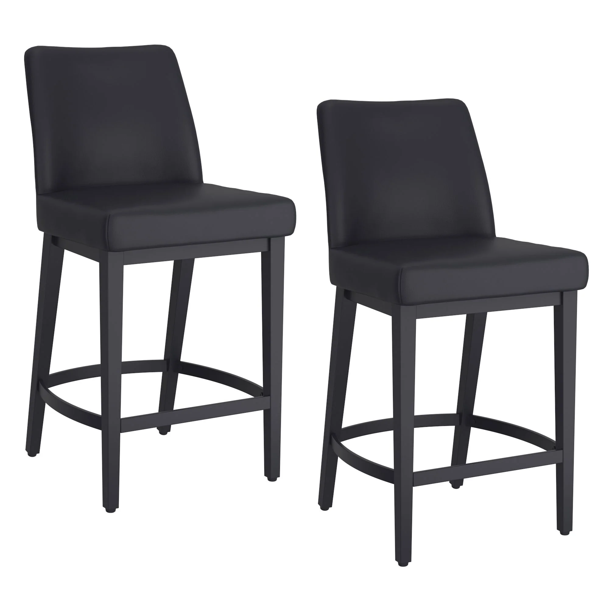 Jace 26" Counter Stool, set of 2, in Black Faux Leather and Black - Image 7