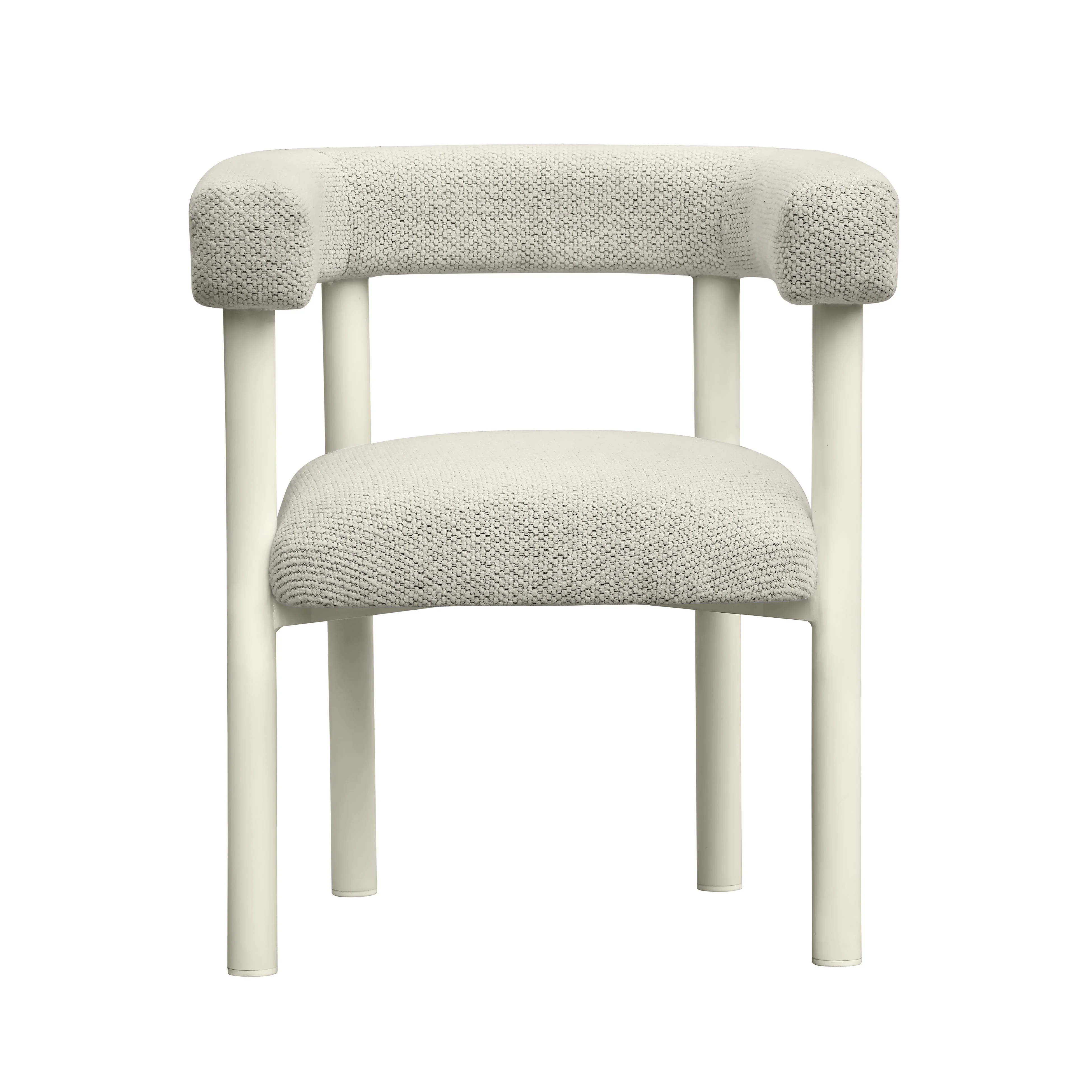 Jackie Cream Textured Contract-Grade Fabric Outdoor Dining Chair - Image 3
