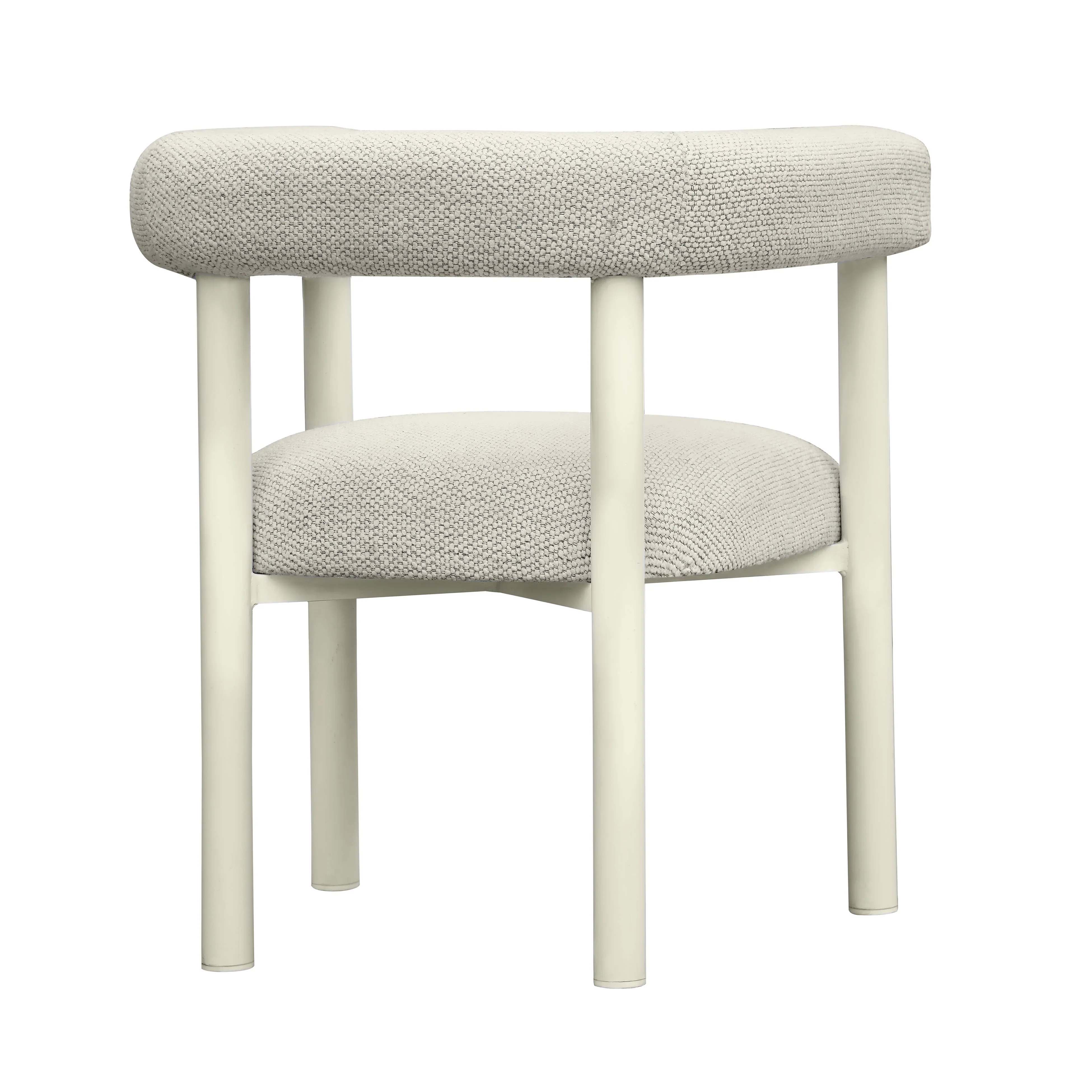 Jackie Cream Textured Contract-Grade Fabric Outdoor Dining Chair - Image 4