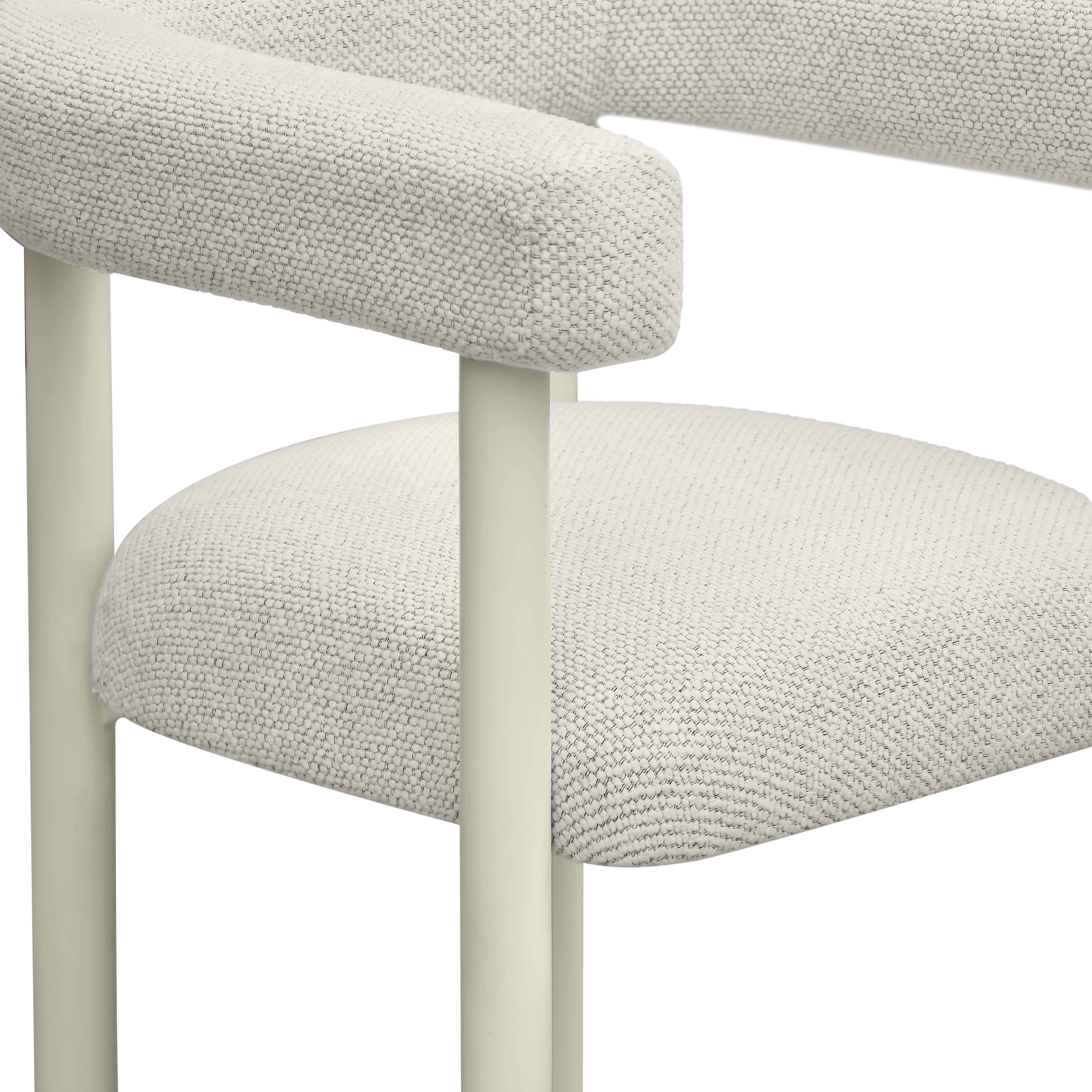 Jackie Cream Textured Contract-Grade Fabric Outdoor Dining Chair - Image 5